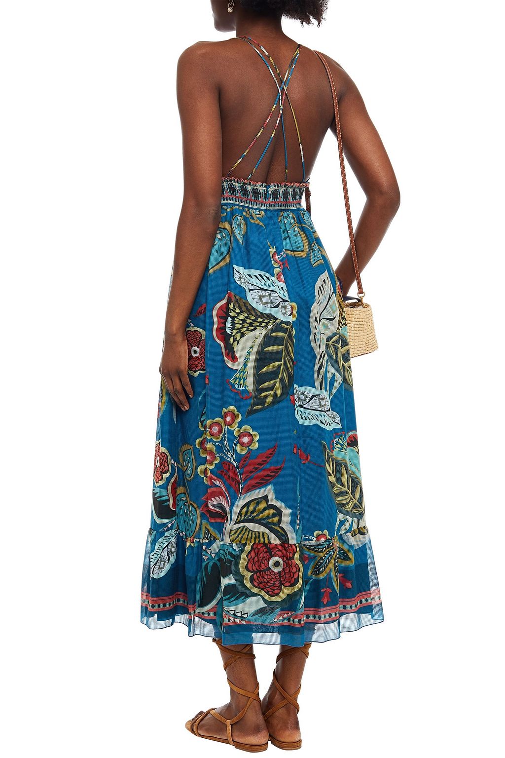 REDVALENTINO Printed cotton and silk-blend jacquard midi dress
