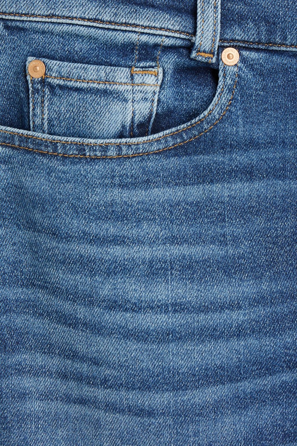 7 FOR ALL MANKIND Faded denim midi pencil skirt