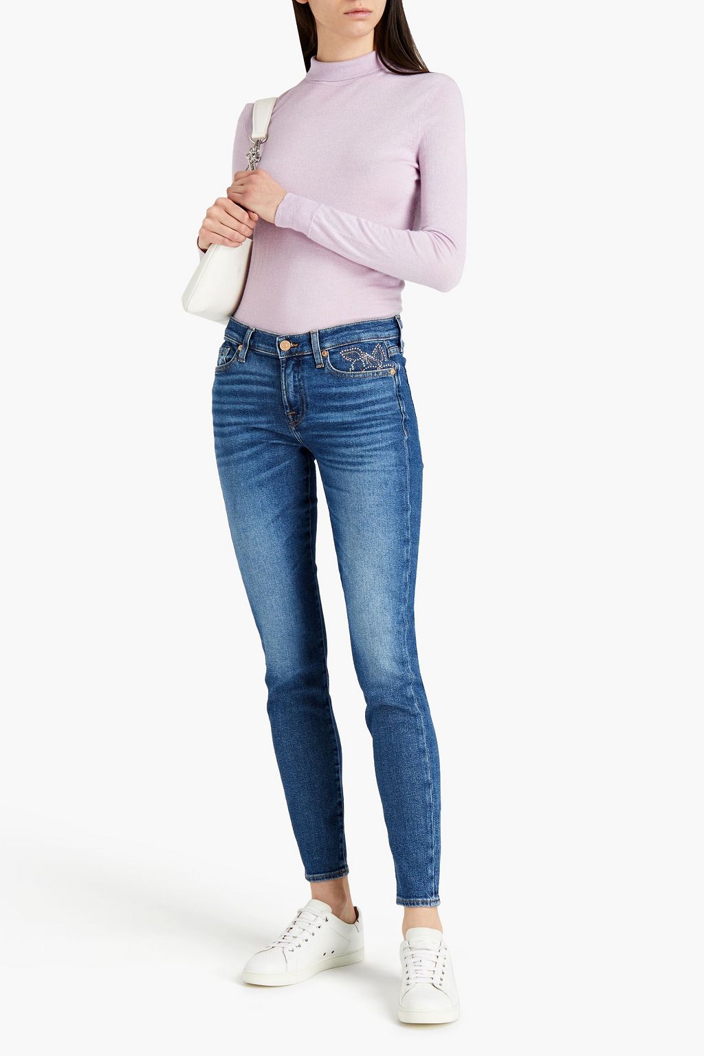 7 FOR ALL MANKIND The Skinny studded mid-rise skinny jeans