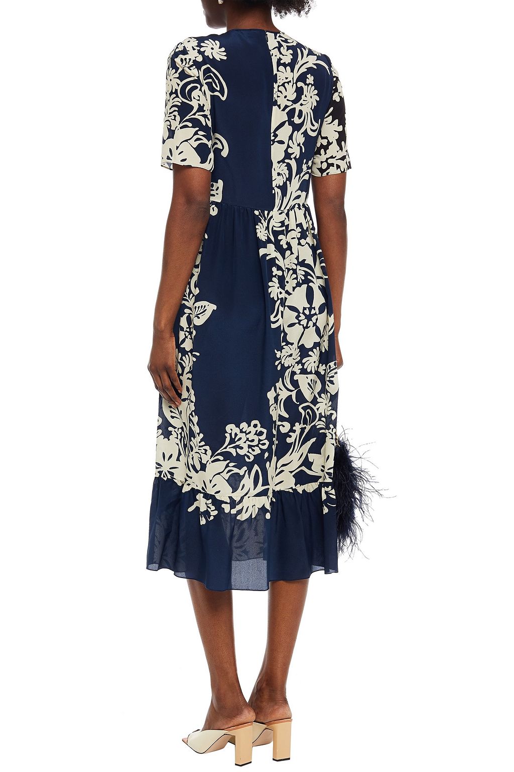 REDVALENTINO Floral-print silk crepe de chine midi dress