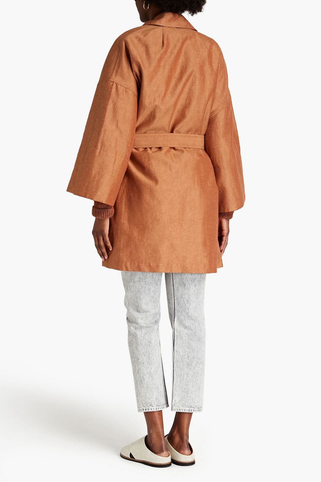 VANESSA BRUNO Roma belted cotton and linen-blend twill coat
