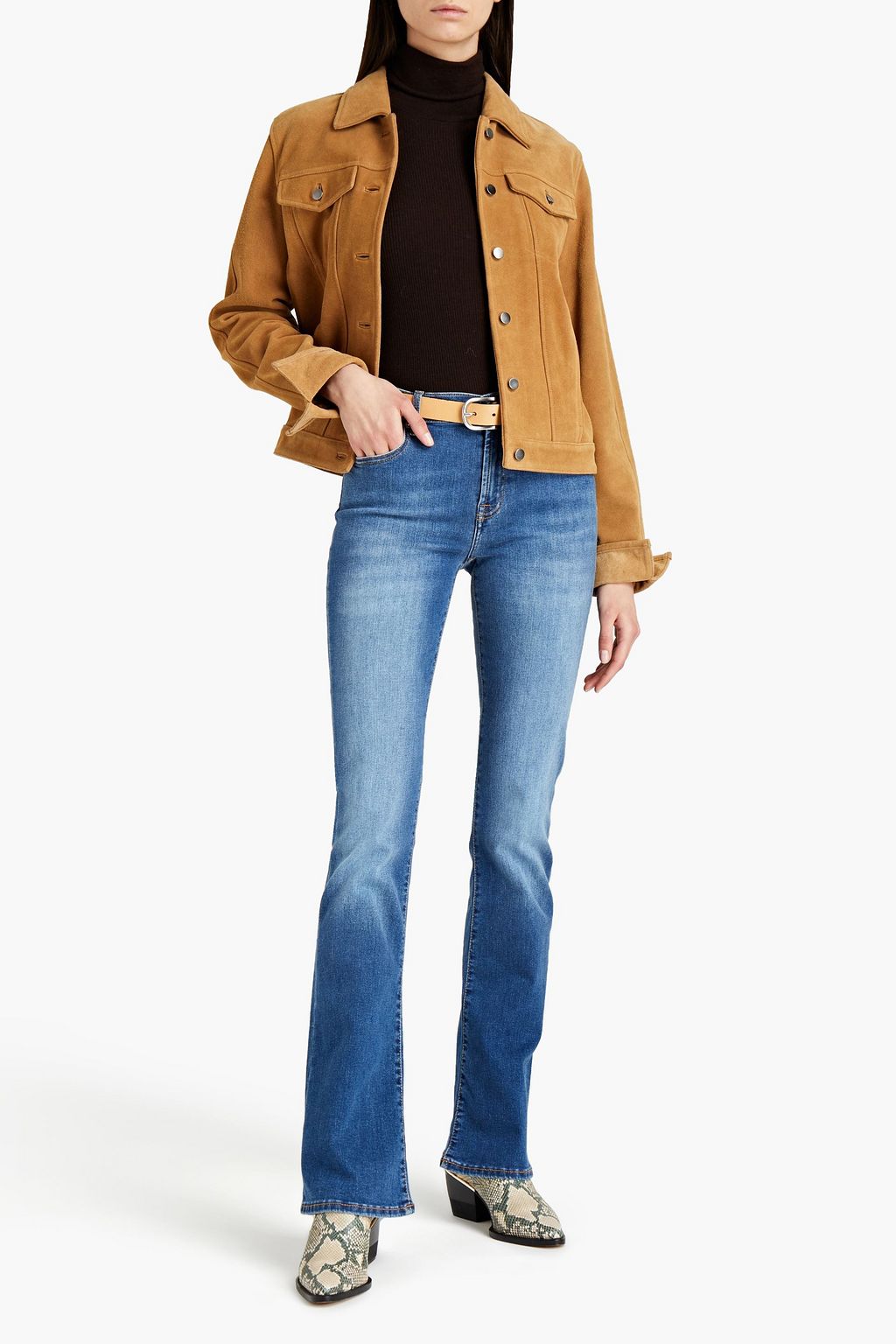 7 FOR ALL MANKIND Faded high-rise bootcut jeans