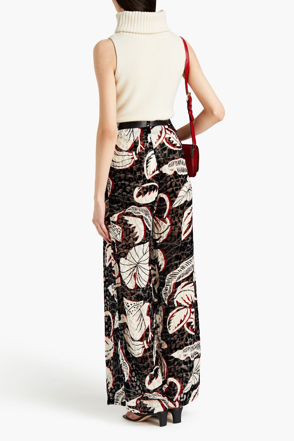 STELLA JEAN Printed devoré-velvet wide-leg pants