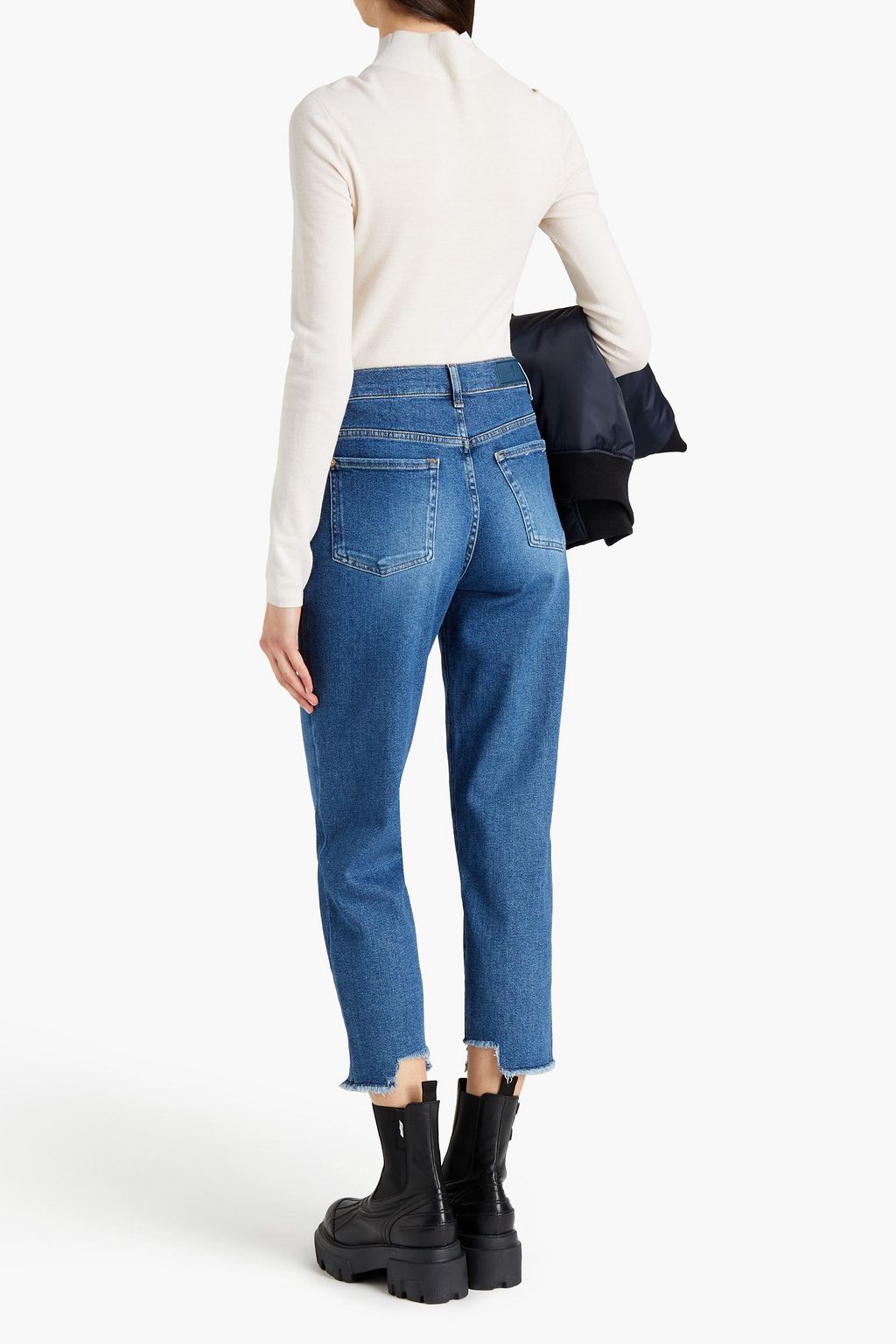 7 FOR ALL MANKIND Malia cropped distressed high-rise tapered jeans