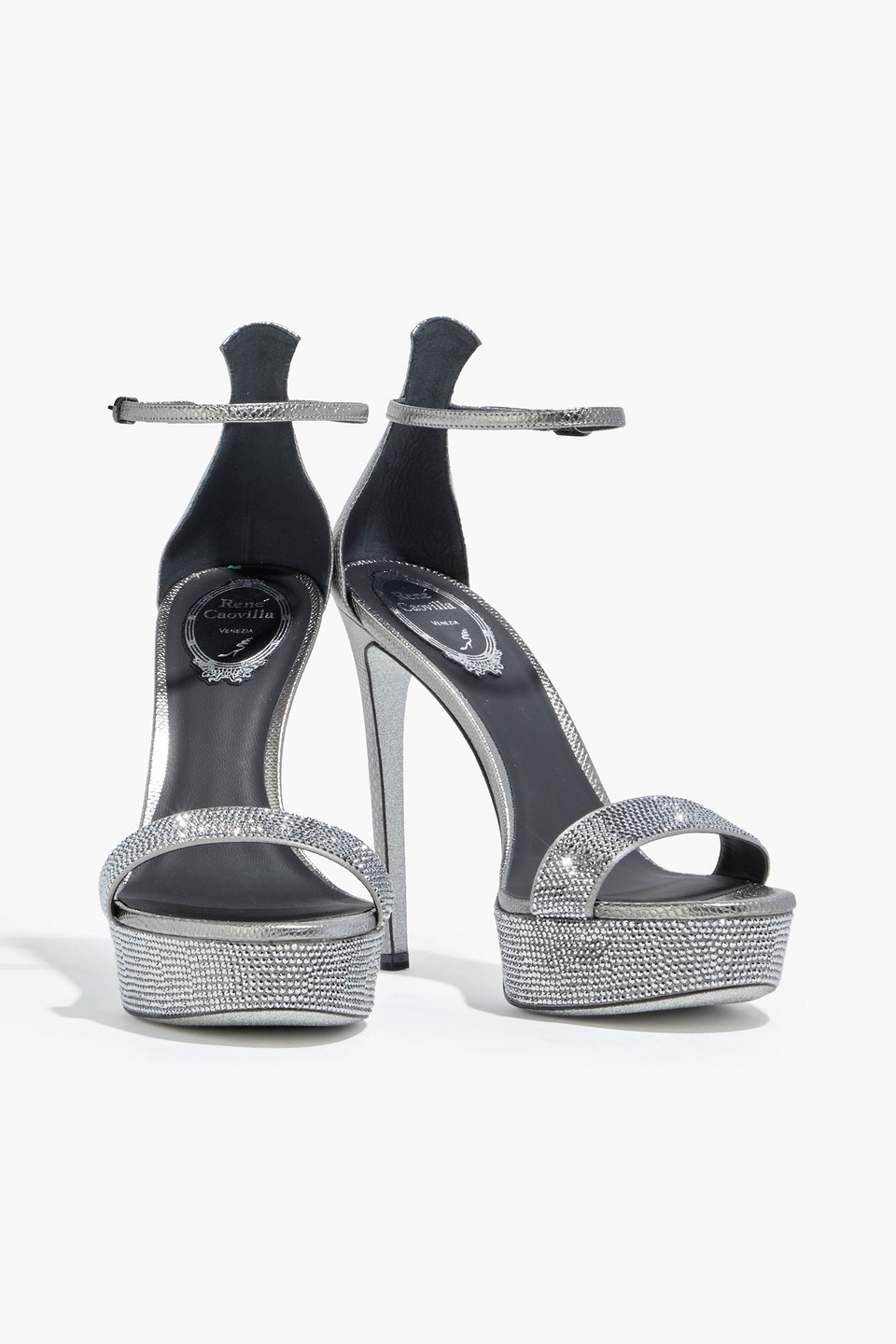 René Caovilla Celebrita Crystal-embellished Faux Snake-effect