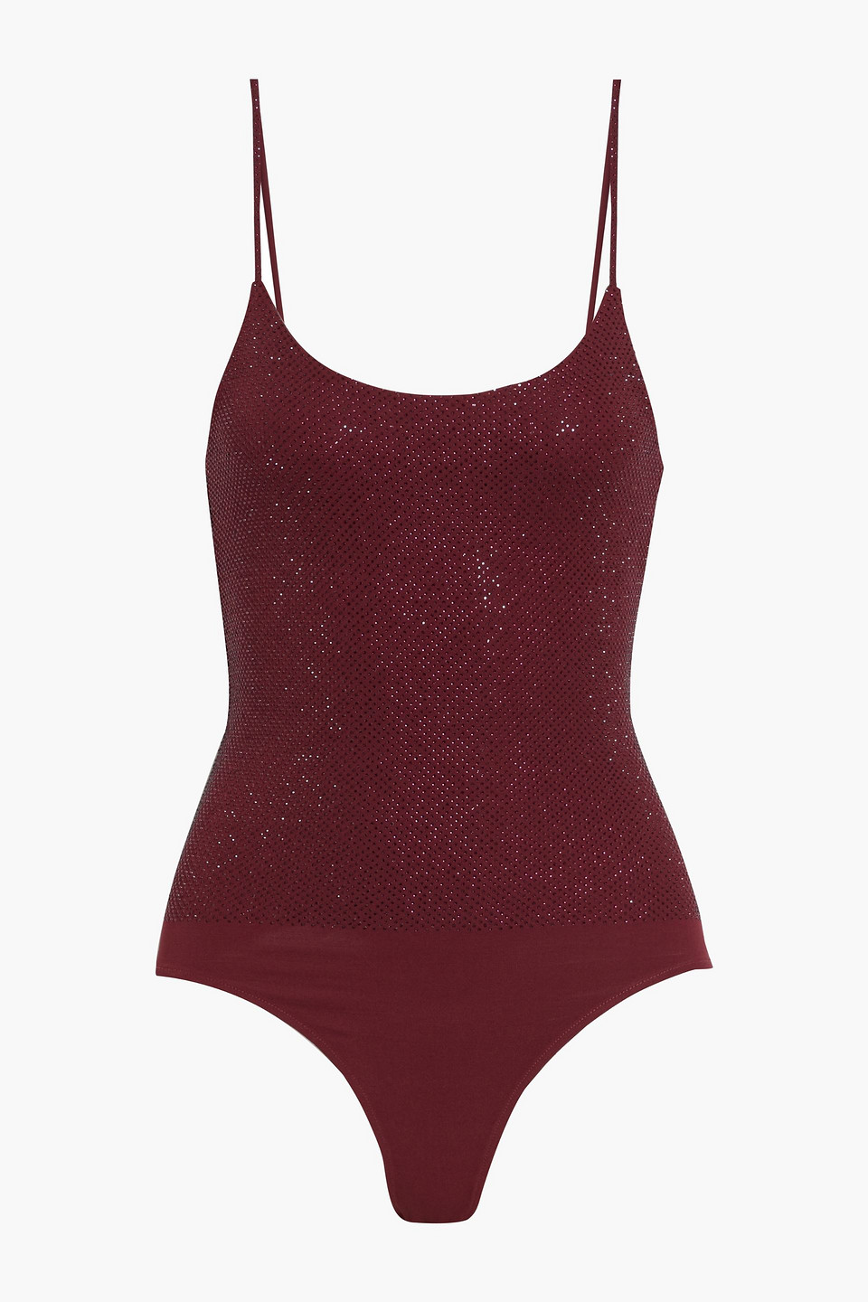 Crystal-embellished stretch-jersey bodysuit
