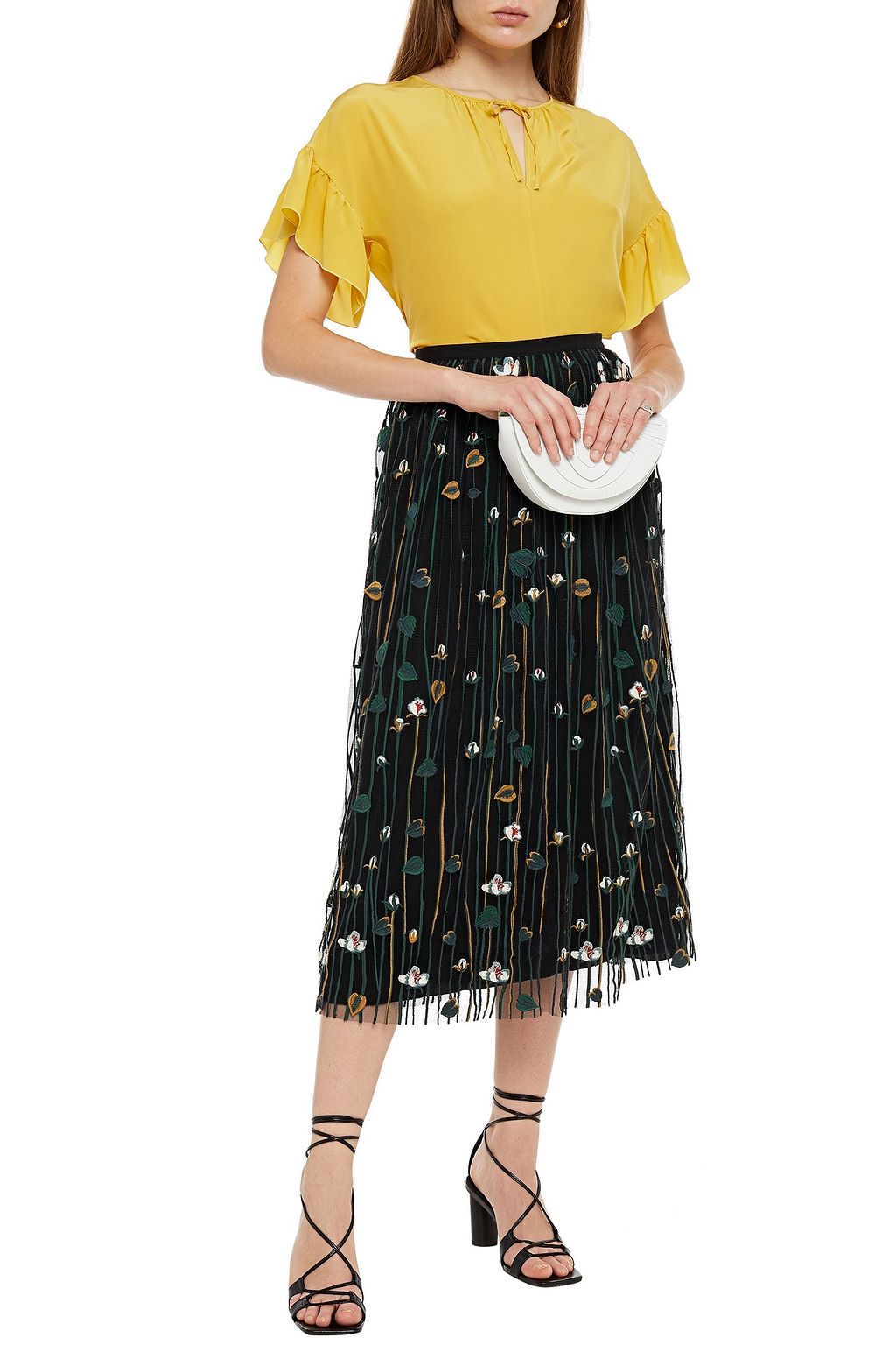 REDVALENTINO Ruffled silk crepe de chine blouse