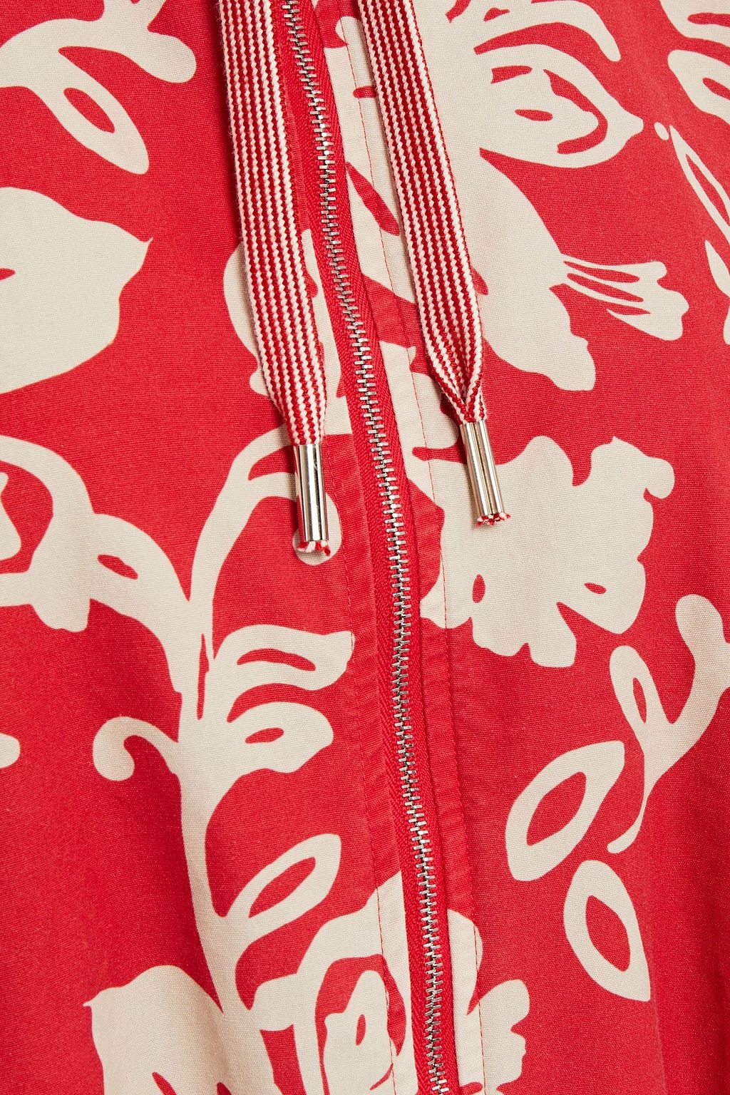 REDVALENTINO Point d'espirit-paneled printed cotton hooded jacket