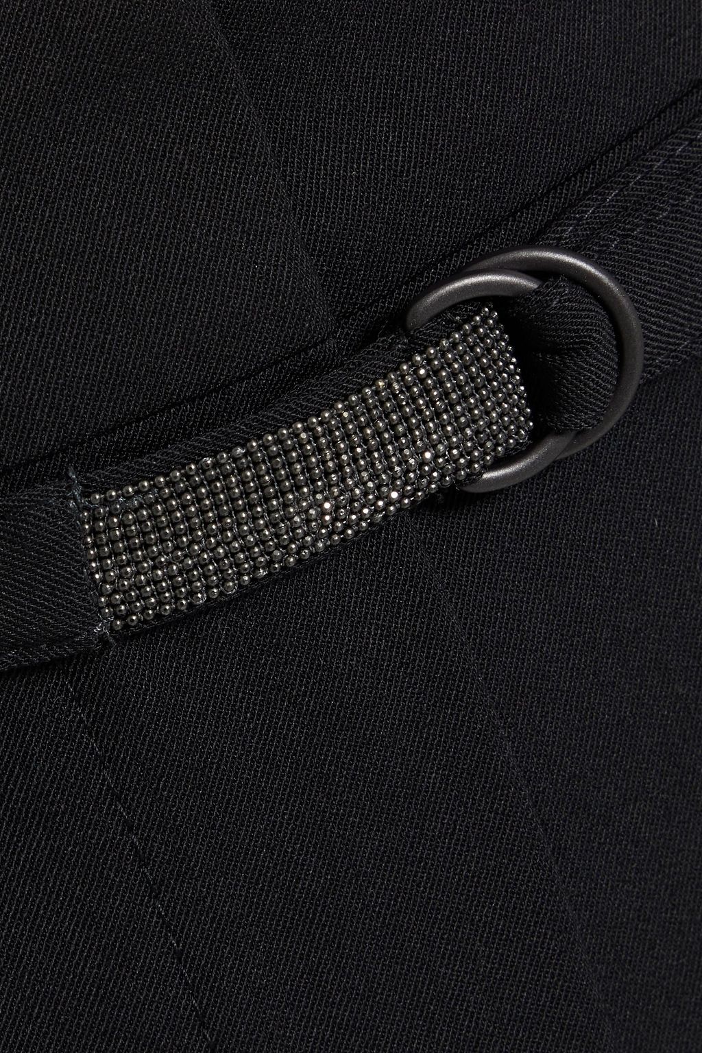 BRUNELLO CUCINELLI Belted bead-embellished wool-blend tapered pants