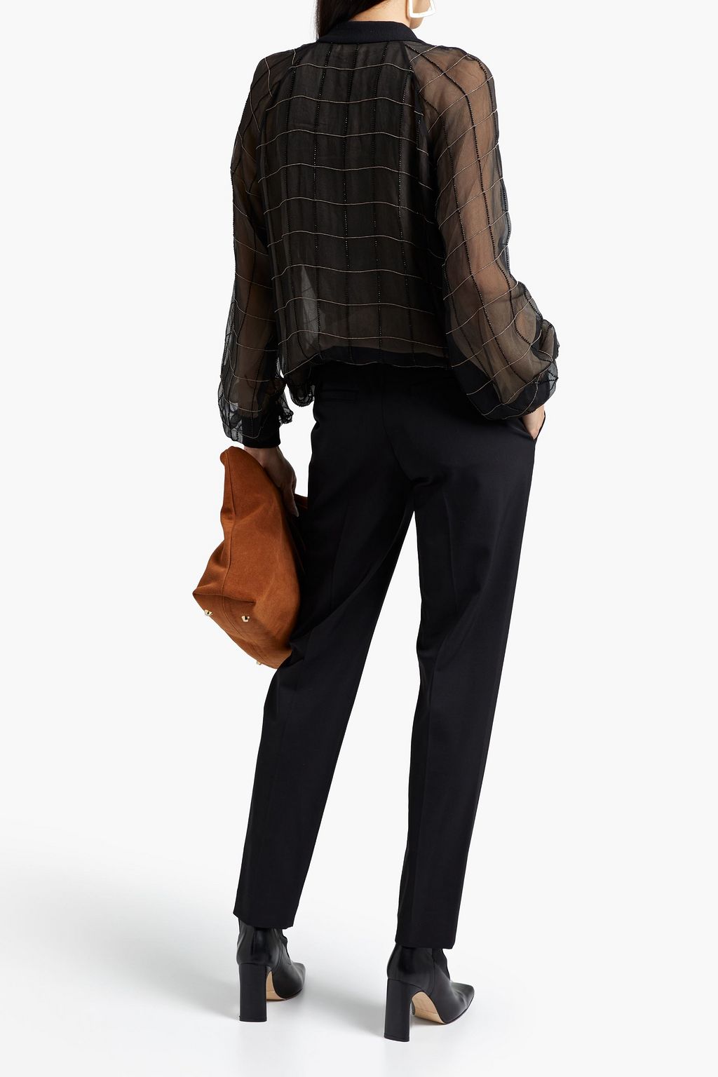 BRUNELLO CUCINELLI Bead-embellished silk-chiffon jacket