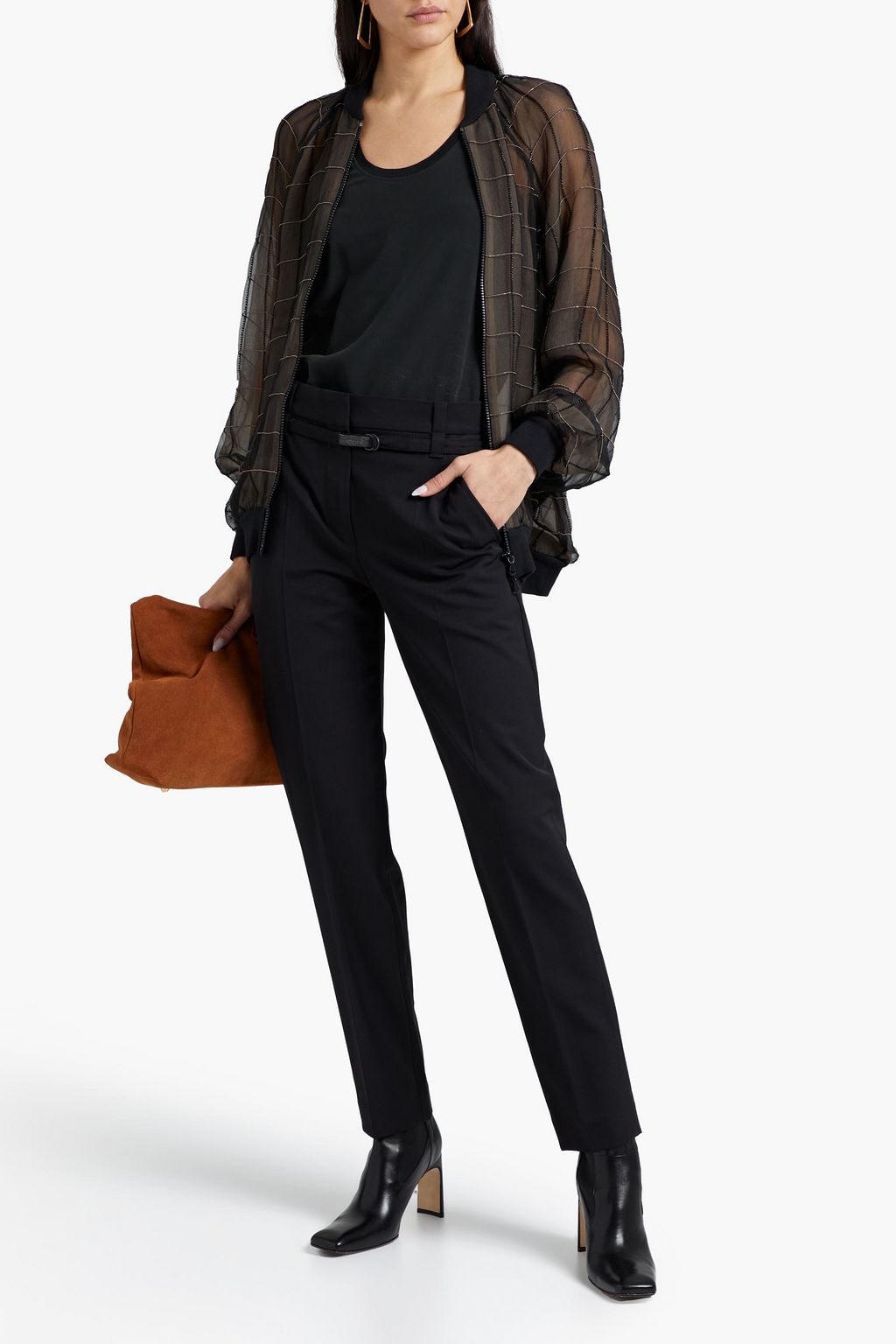 BRUNELLO CUCINELLI Bead-embellished silk-chiffon jacket