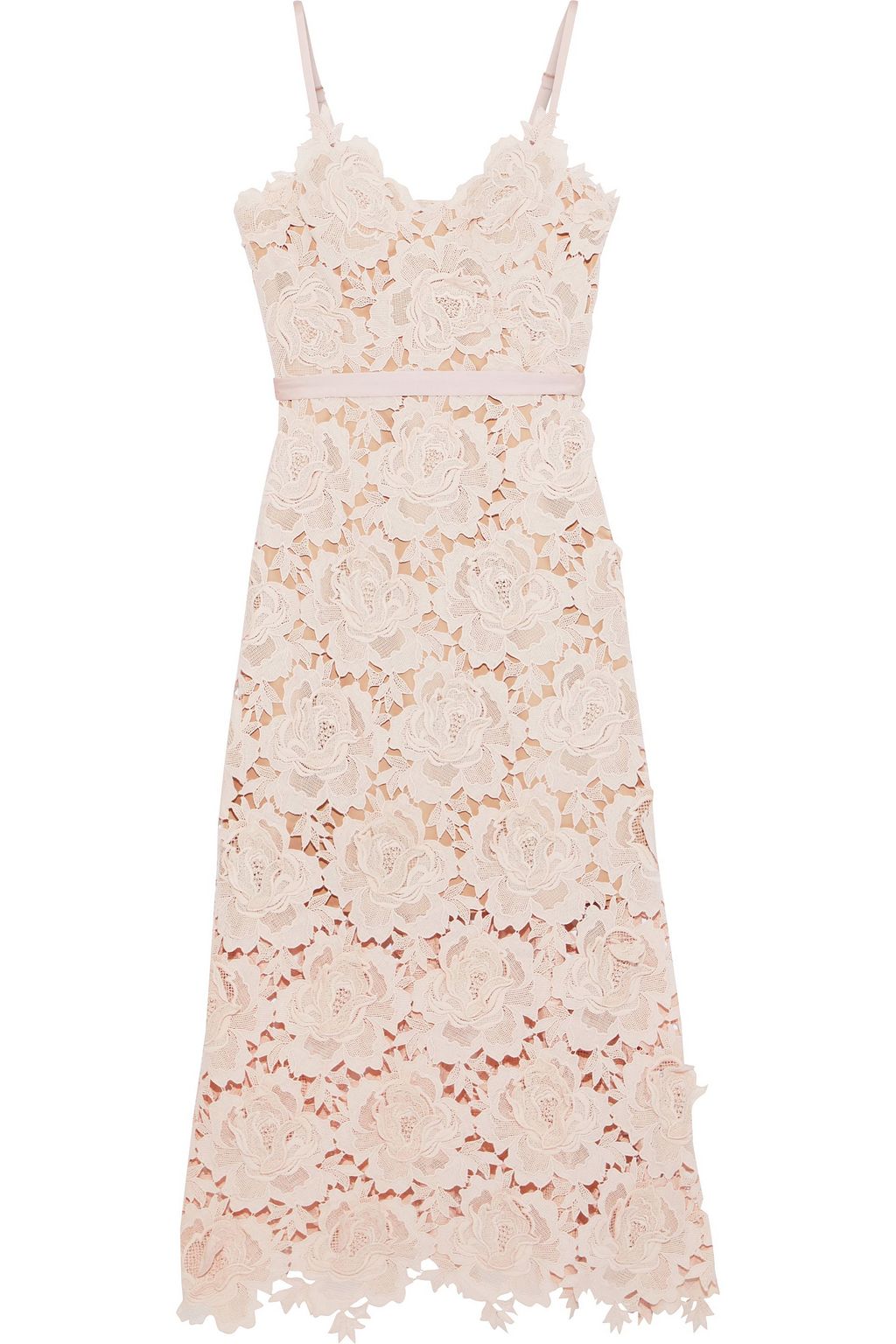 floral guipure lace midi dress