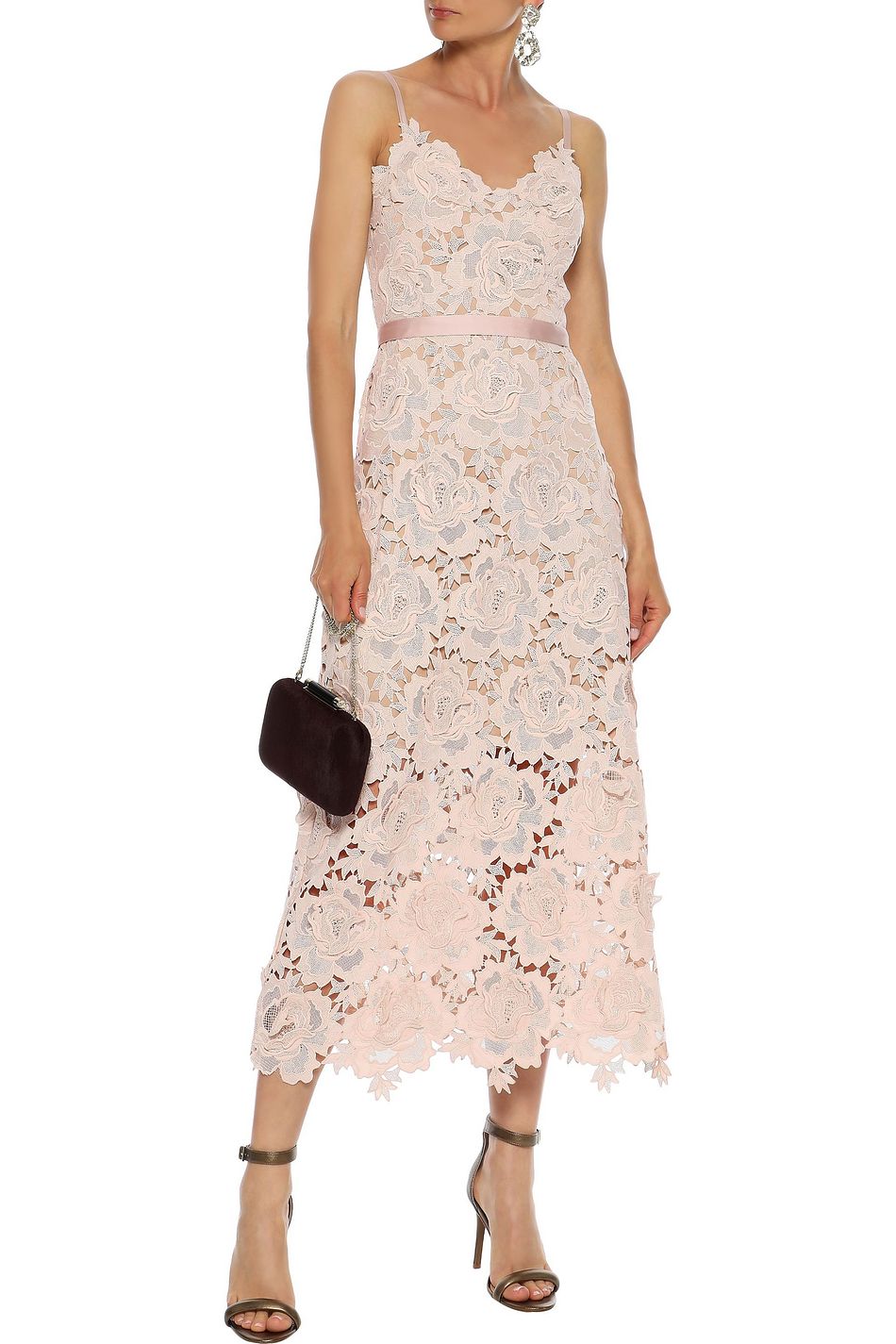 Blush Frida floral-appliquÃ©d guipure lace midi dress | Sale up to 70% off | THE OUTNET 