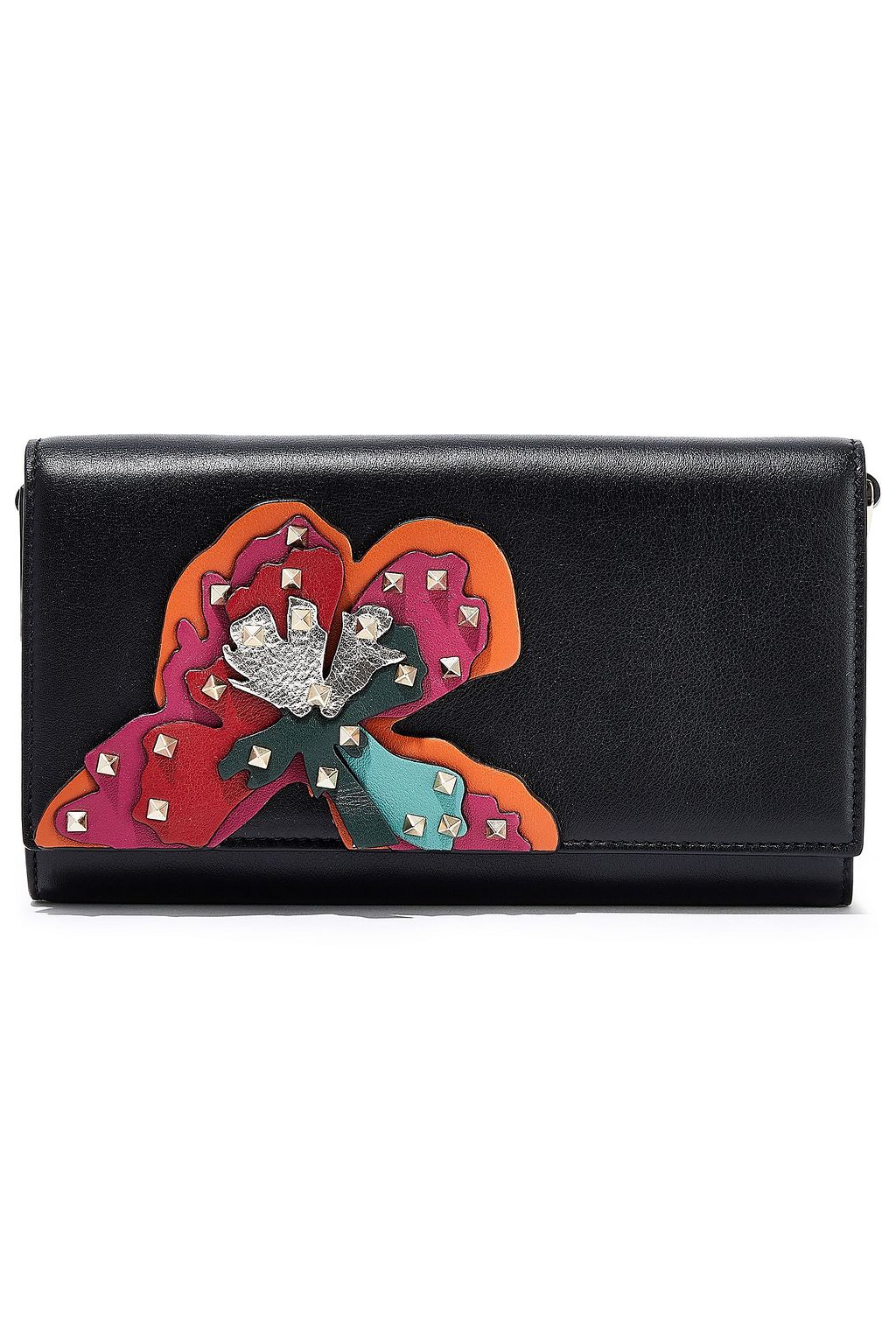 valentino black studded clutch