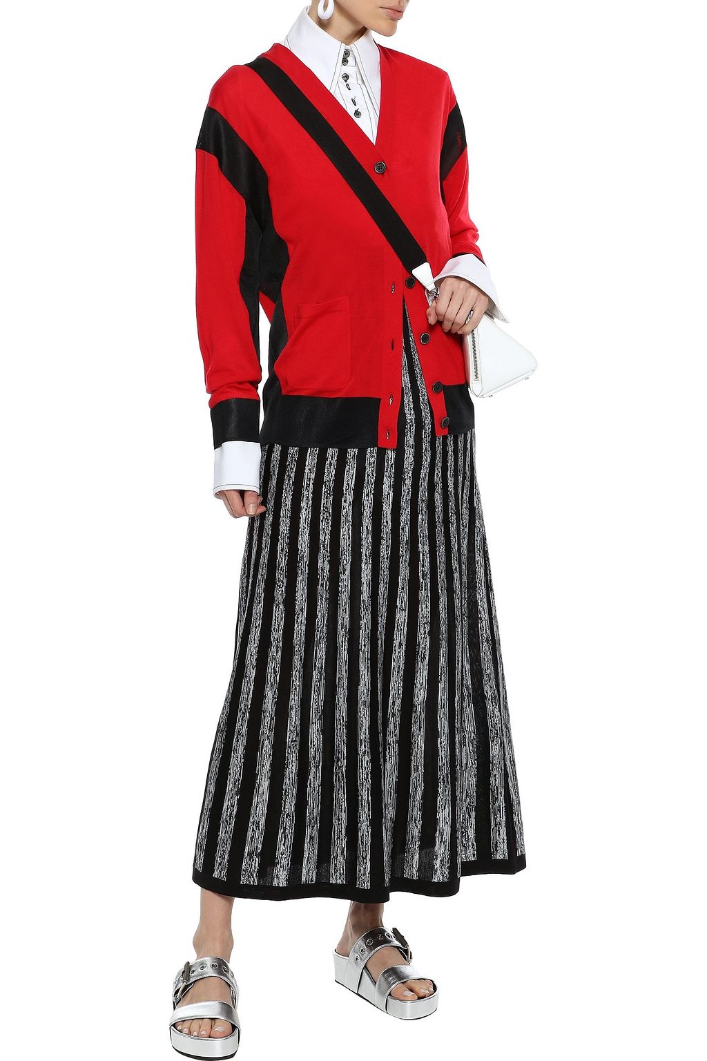 SONIA RYKIEL Striped silk and cotton-blend maxi skirt