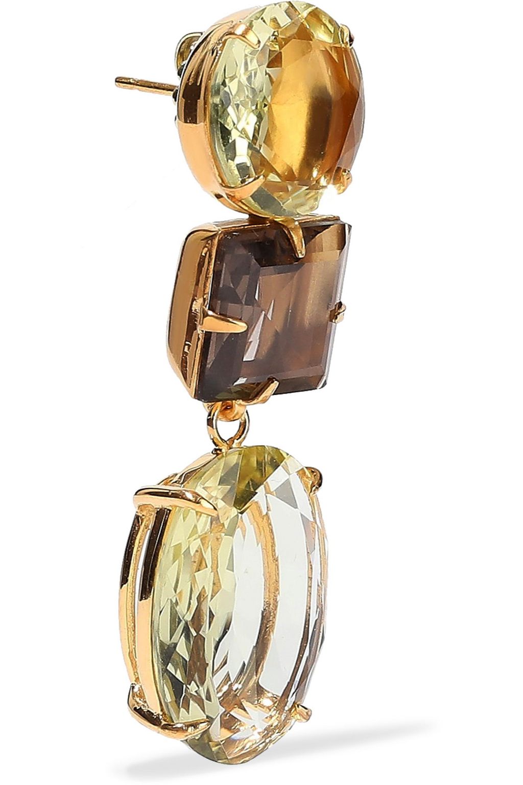 BOUNKIT 14-karat gold-plated quartz earrings