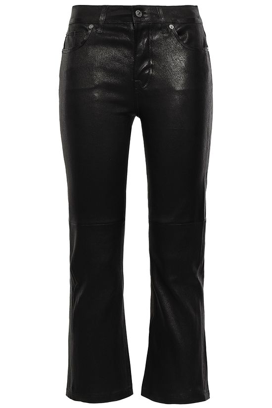 black leather bootcut pants