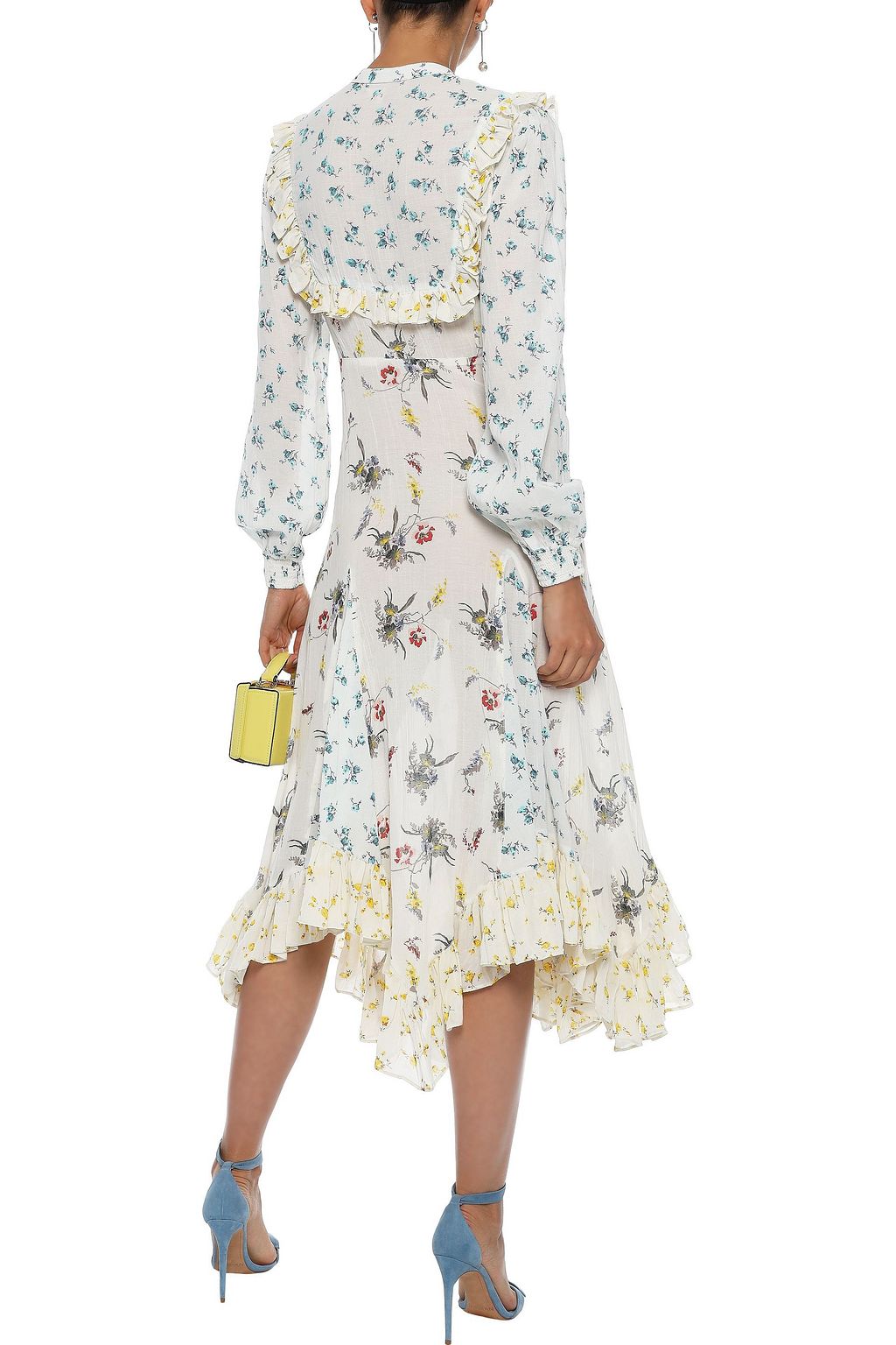 BYTIMO Ruffle-trimmed floral-print cotton-blend voile midi dress