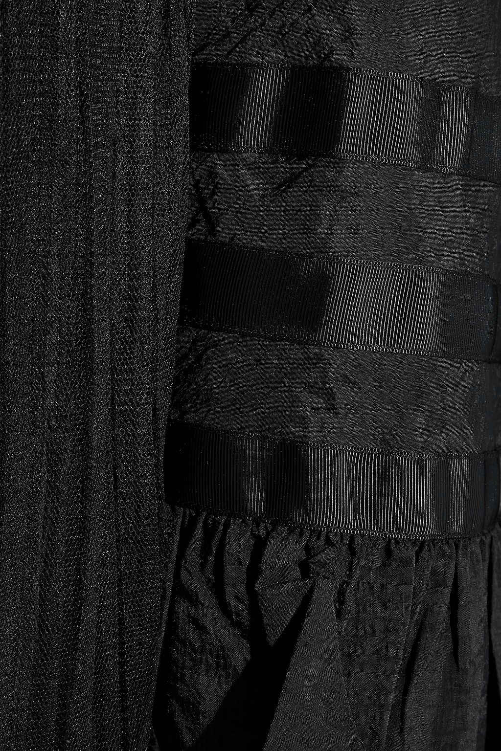 HOUSE OF HOLLAND Plissé tulle-paneled shell midi slip dress