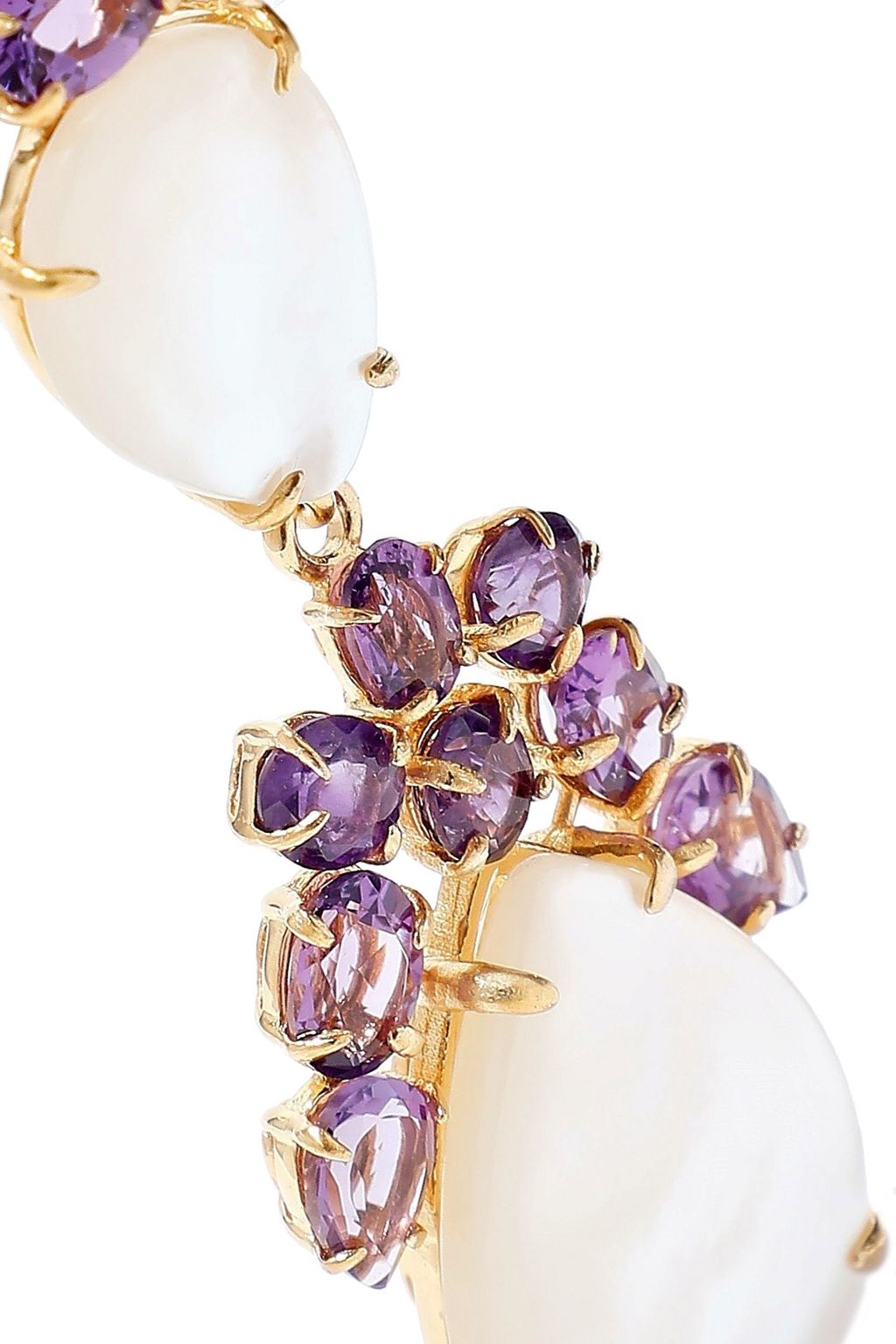 BOUNKIT 14-karat gold-plated, mother-of-pearl and amethyst earrings