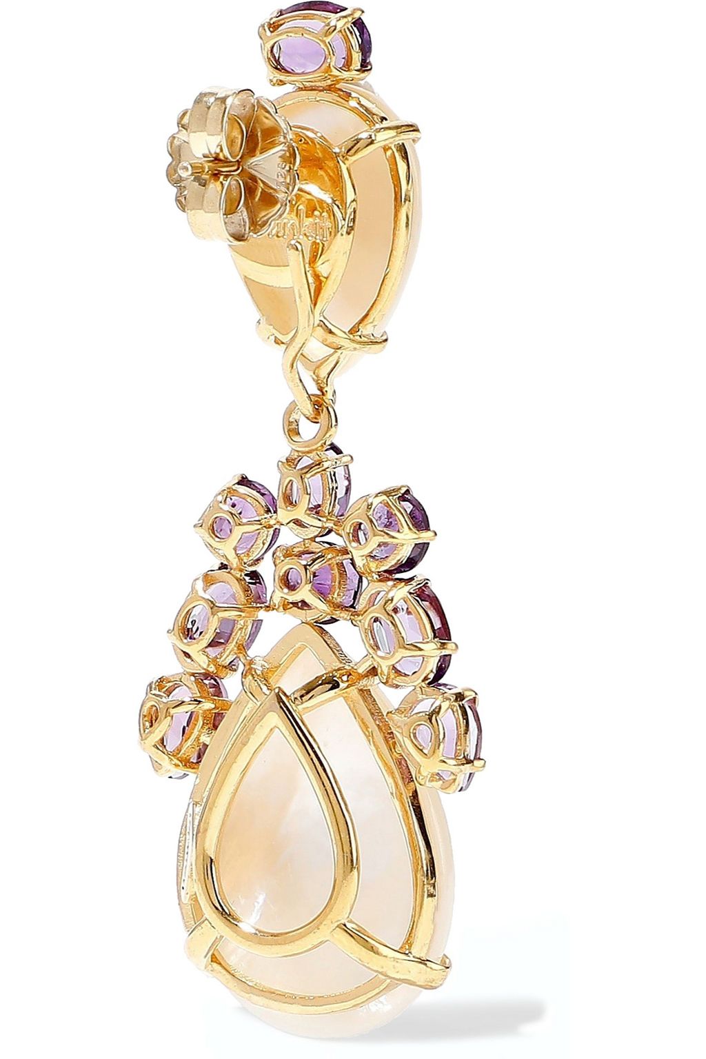 BOUNKIT 14-karat gold-plated, mother-of-pearl and amethyst earrings