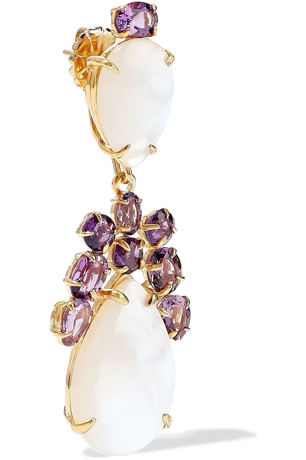 BOUNKIT 14-karat gold-plated, mother-of-pearl and amethyst earrings
