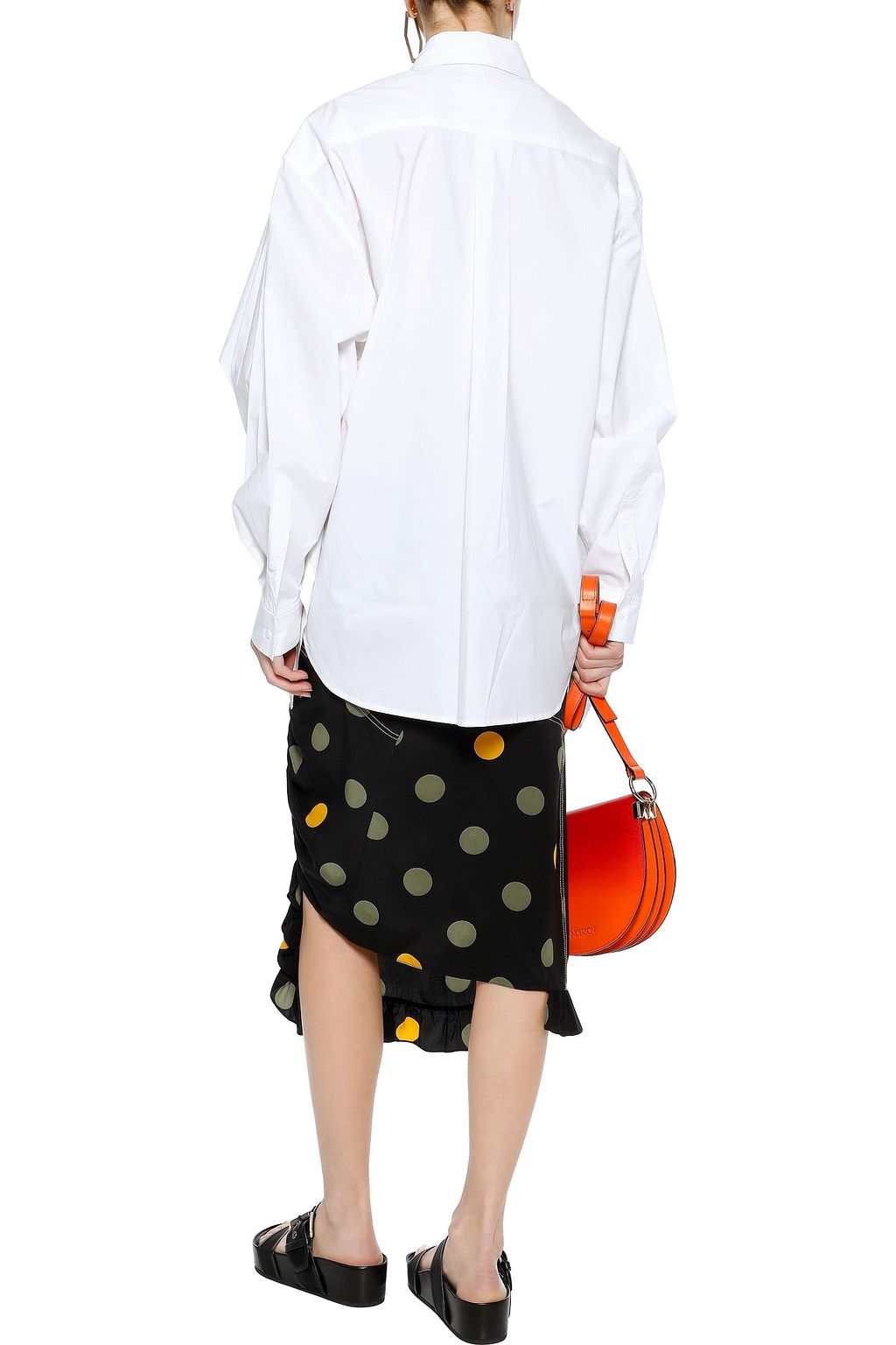 PUSHBUTTON Oversized draped cotton-poplin shirt