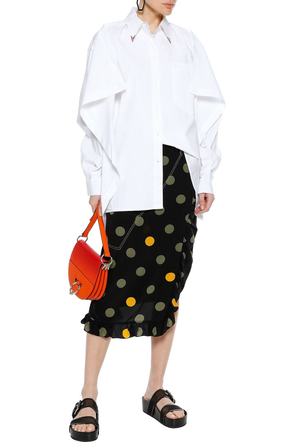 PUSHBUTTON Oversized draped cotton-poplin shirt