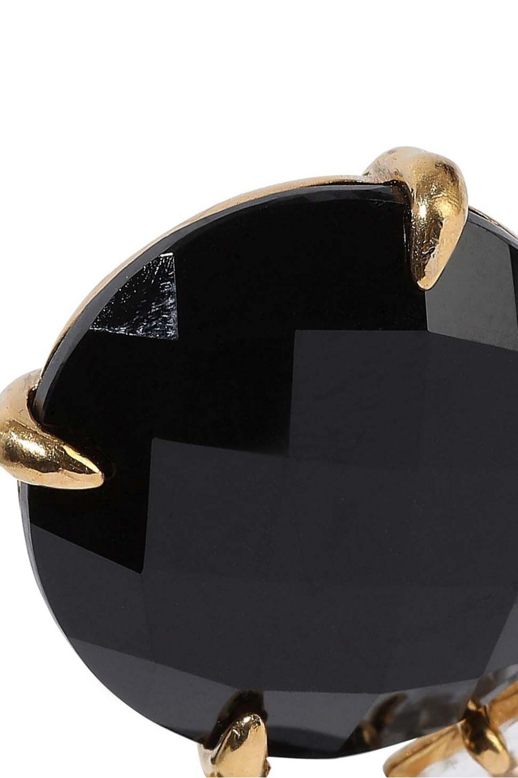 BOUNKIT 14-karat gold-plated, onyx and quartz earrings