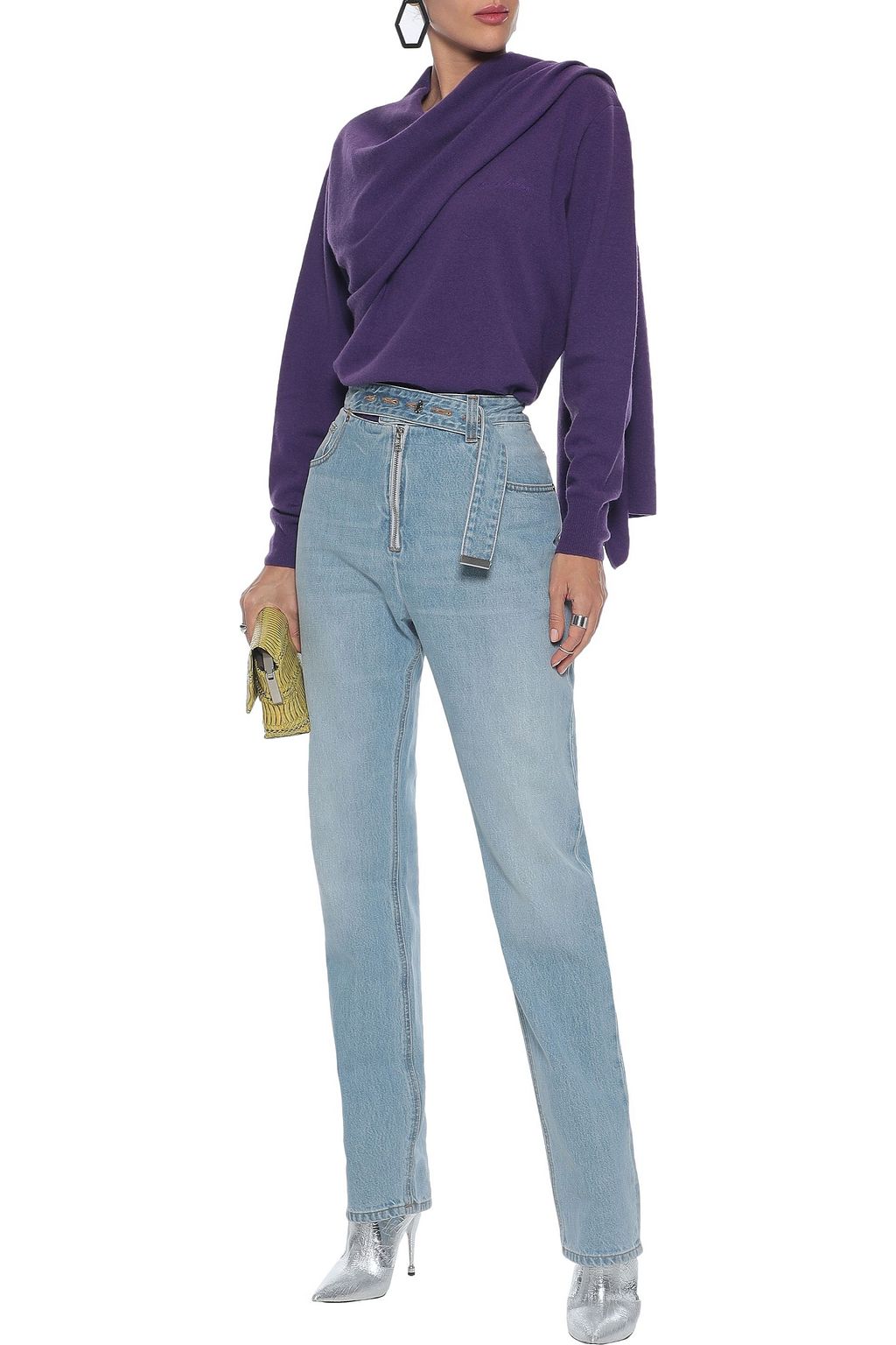 PUSHBUTTON Draped wool and cashmere-blend sweater