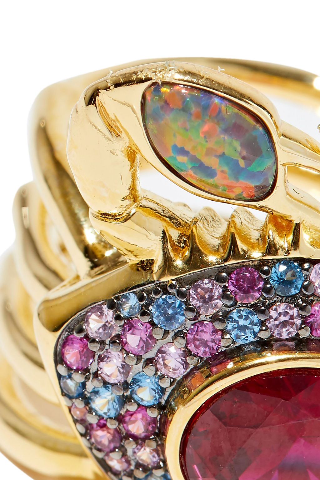 NOIR JEWELRY 14-karat gold-plated, crystal and stone ring