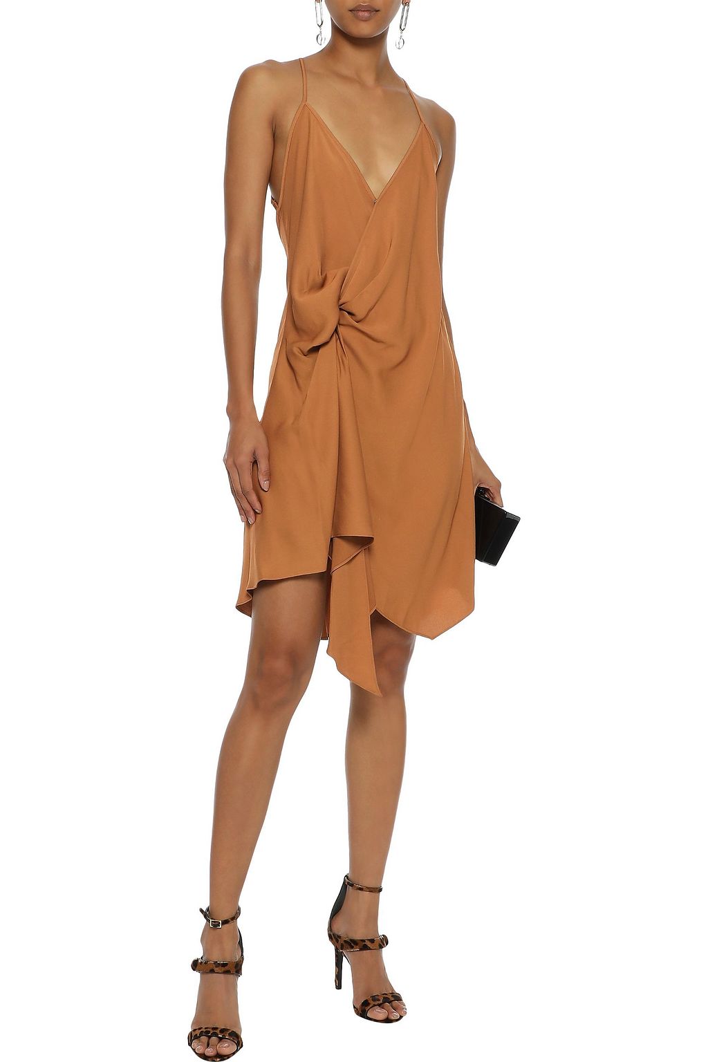 MICHELLE MASON Wrap-effect draped crepe de chine mini slip dress