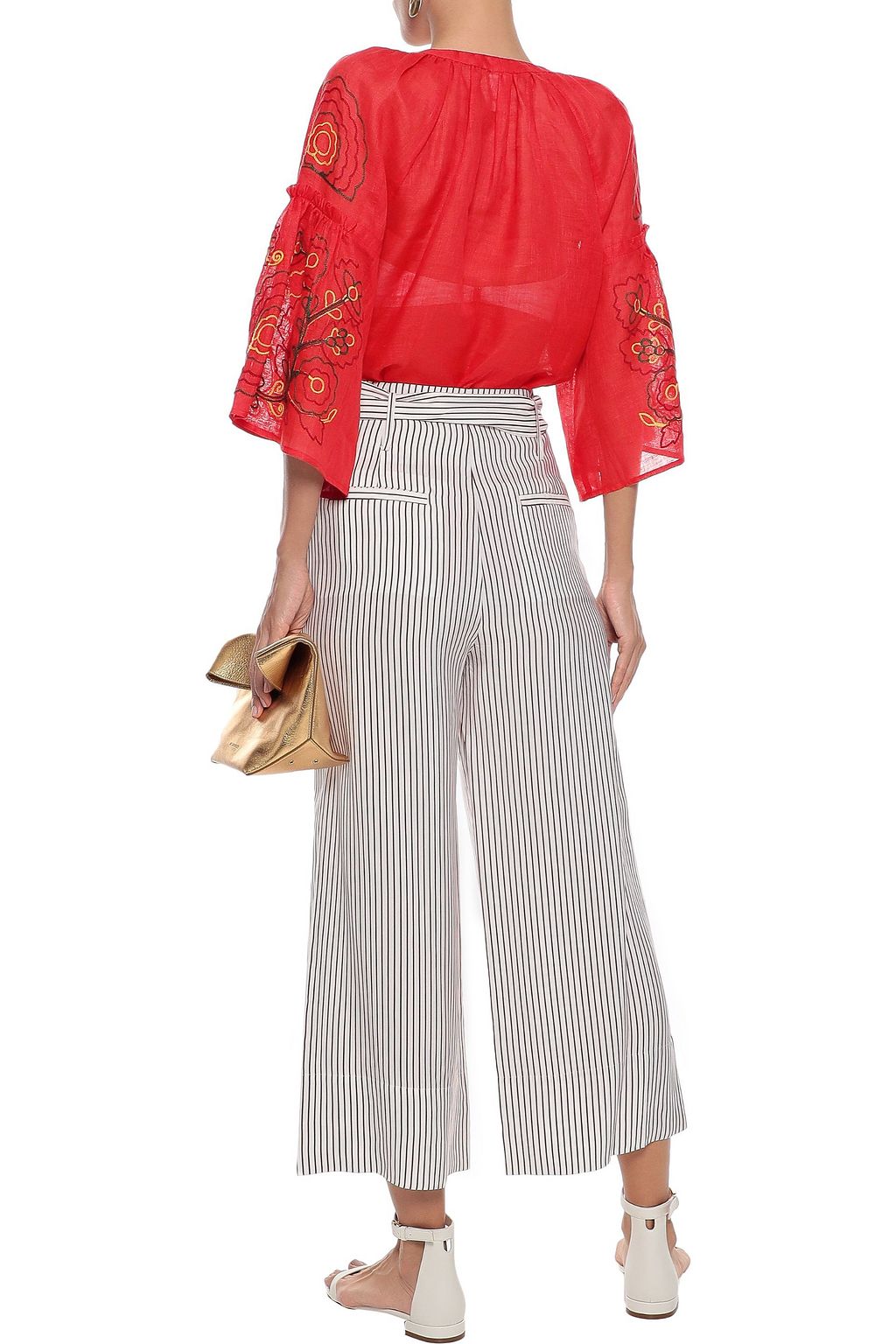 MARCH11 Lily embroidered linen-gauze top