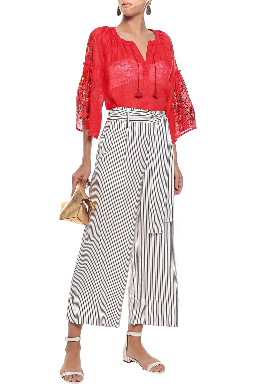 MARCH11 Lily embroidered linen-gauze top