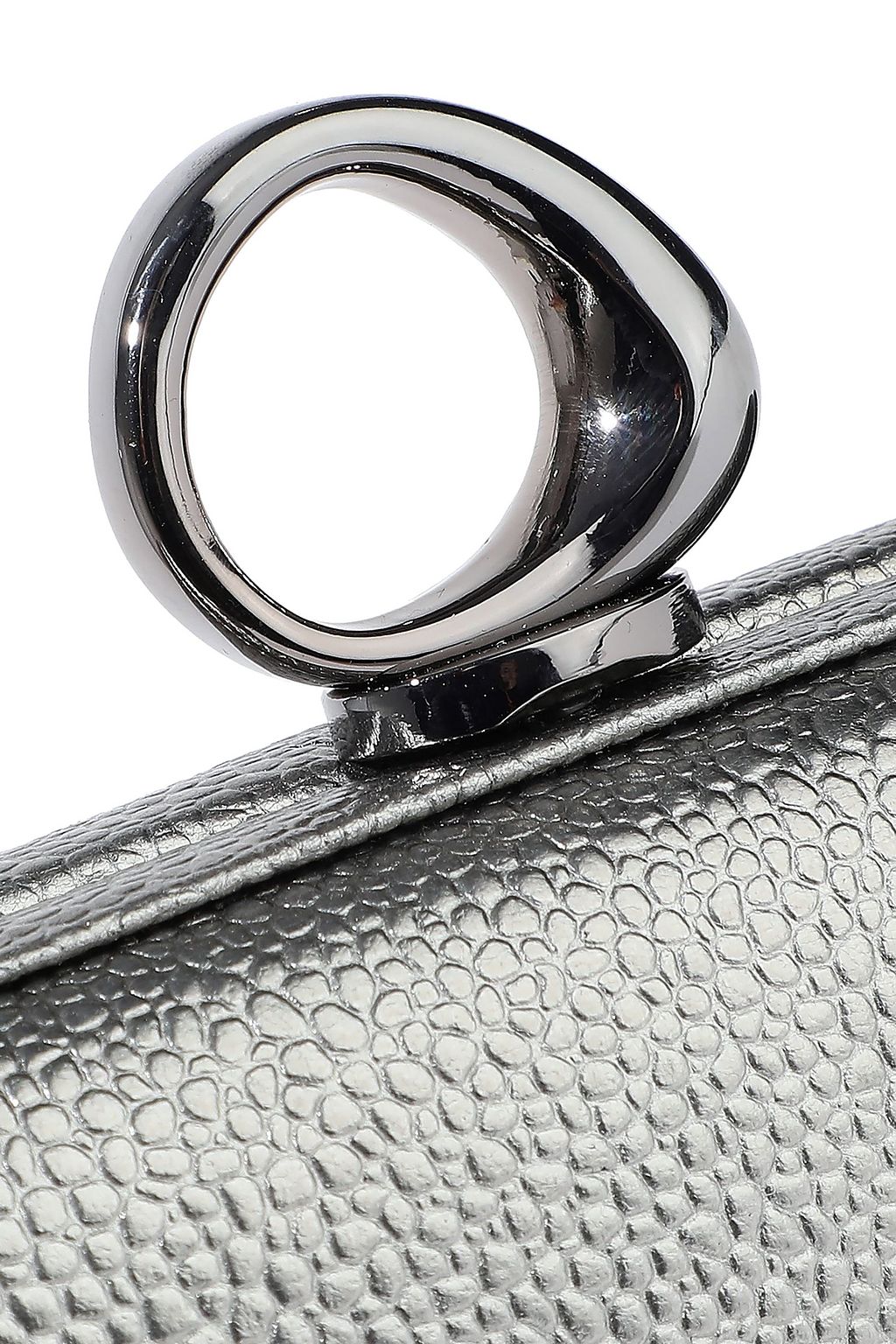 HALSTON Elsa Bean metallic pebbled-leather clutch