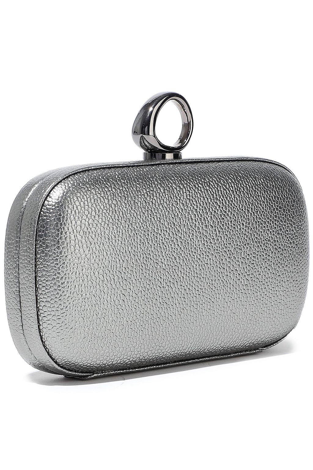 HALSTON Elsa Bean metallic pebbled-leather clutch