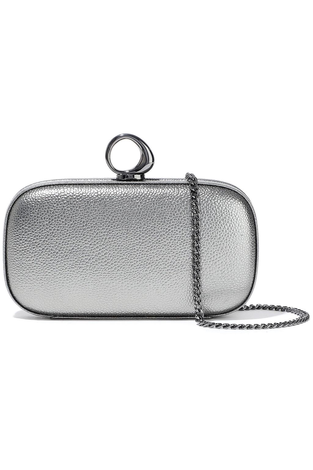 HALSTON Elsa Bean metallic pebbled-leather clutch