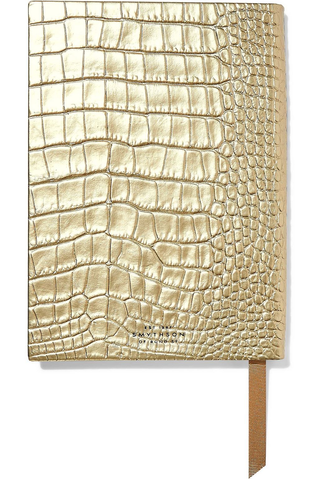 SMYTHSON Soho Notizbuch aus Metallic-Leder mit Krokodileffekt