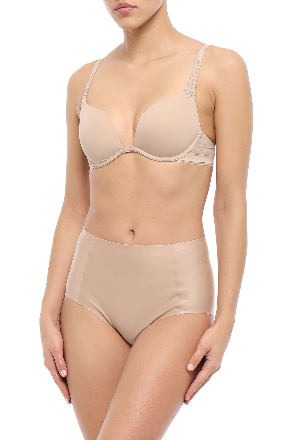 SIMONE PÉRÈLE Lace-paneled stretch-jersey push-up bra