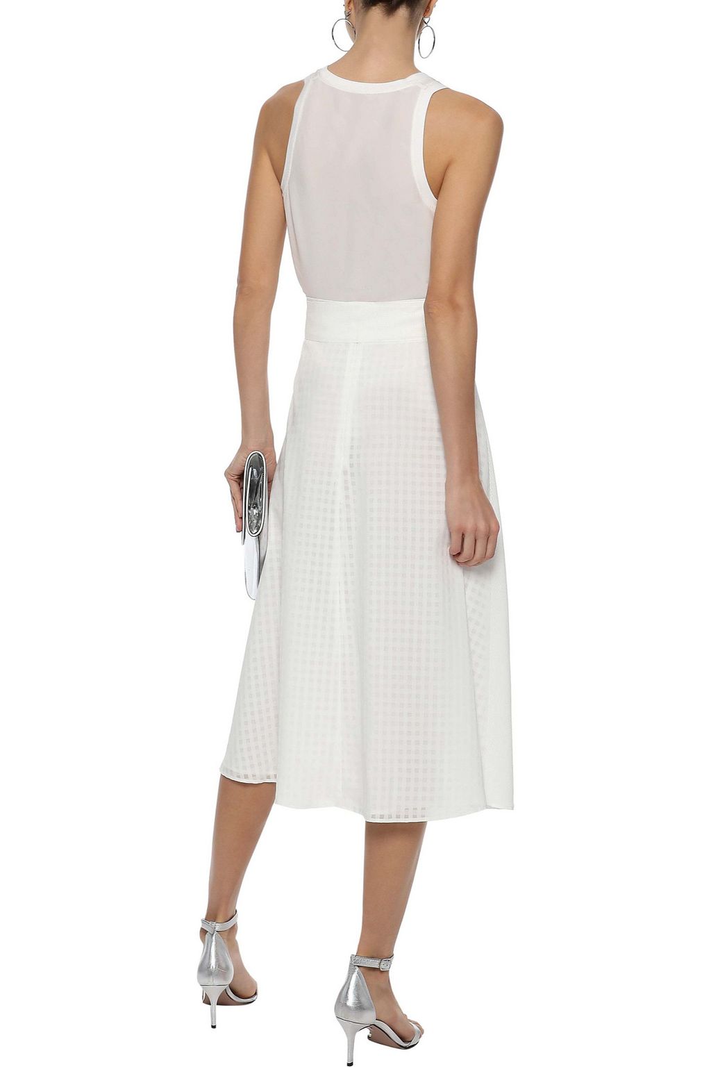 IRIS & INK Arabella wrap-effect burnout poplin midi skirt