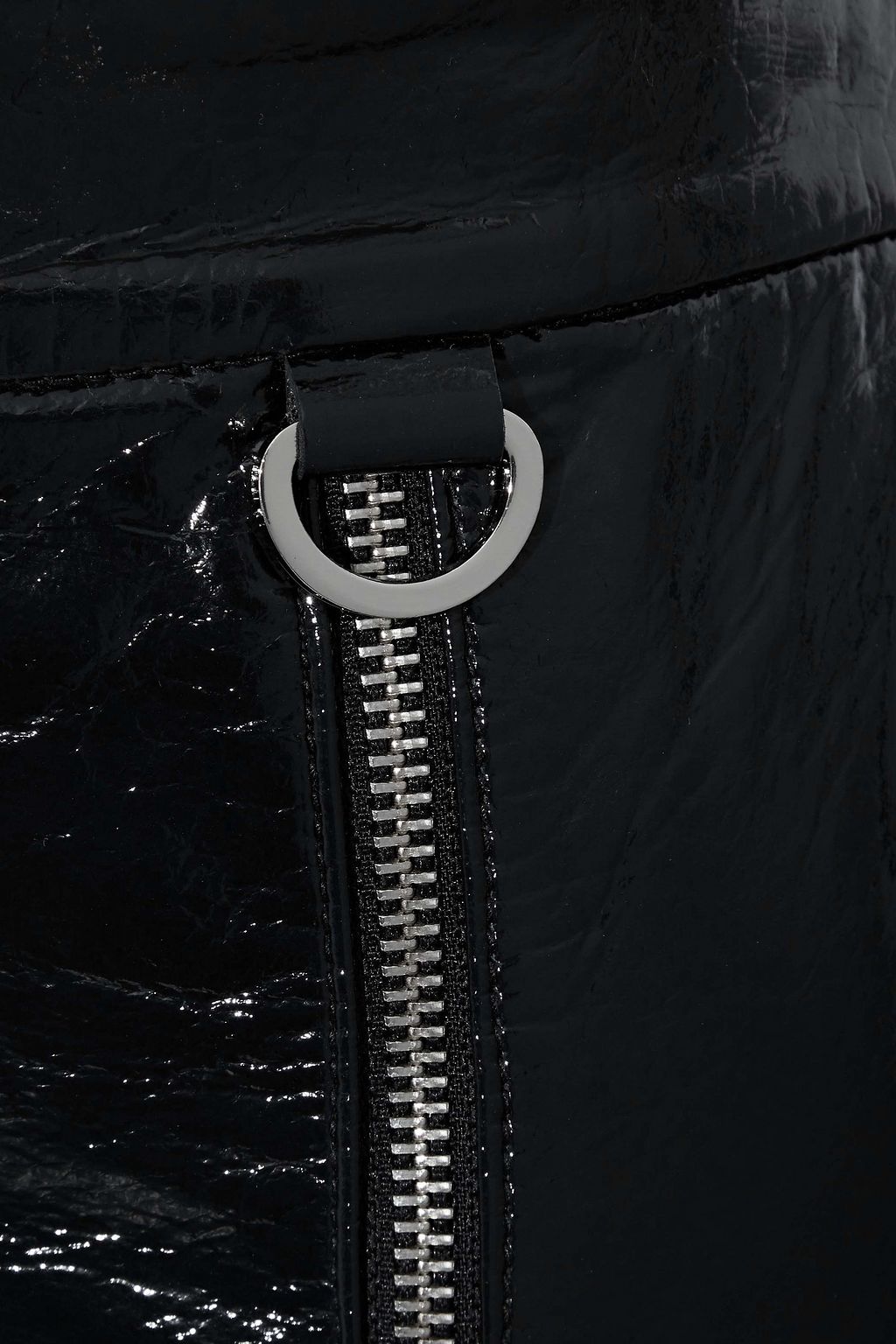 MICHELLE MASON Zip-detailed crinkled patent-leather mini skirt