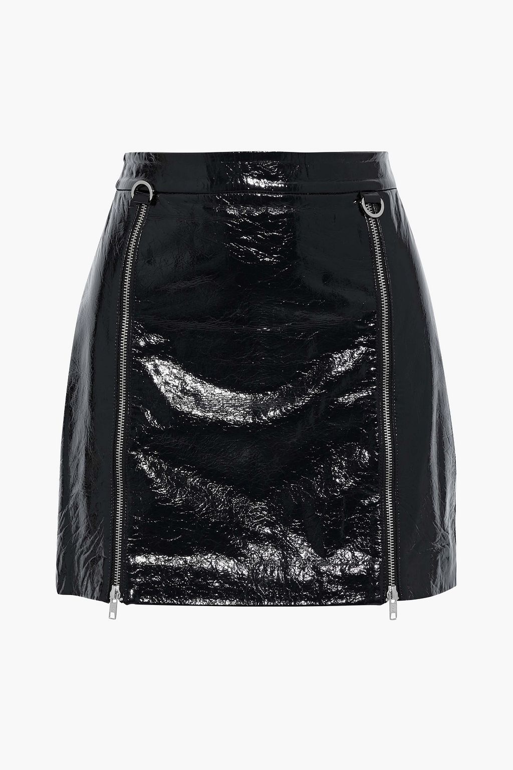 MICHELLE MASON Zip-detailed crinkled patent-leather mini skirt | THE OUTNET