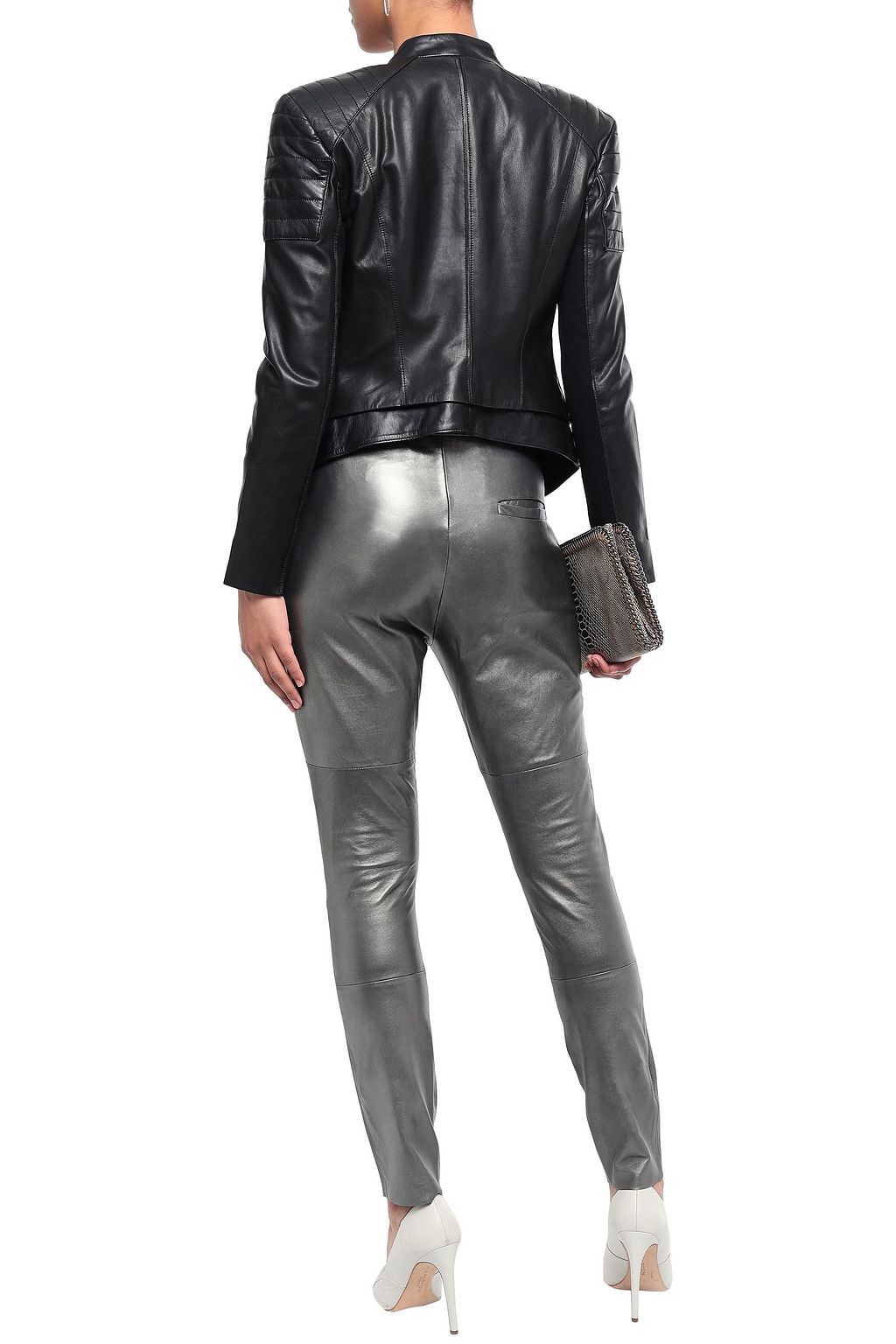 STAND STUDIO Picasso metallic leather slim-leg pants