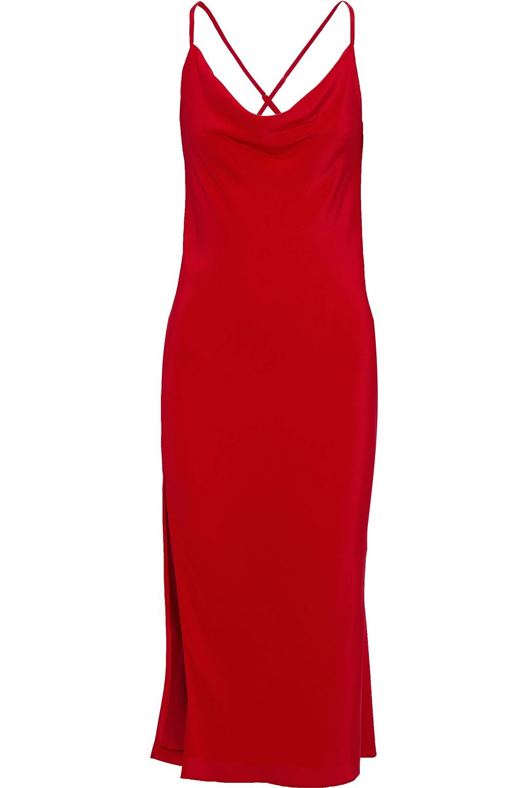red midi slip dress