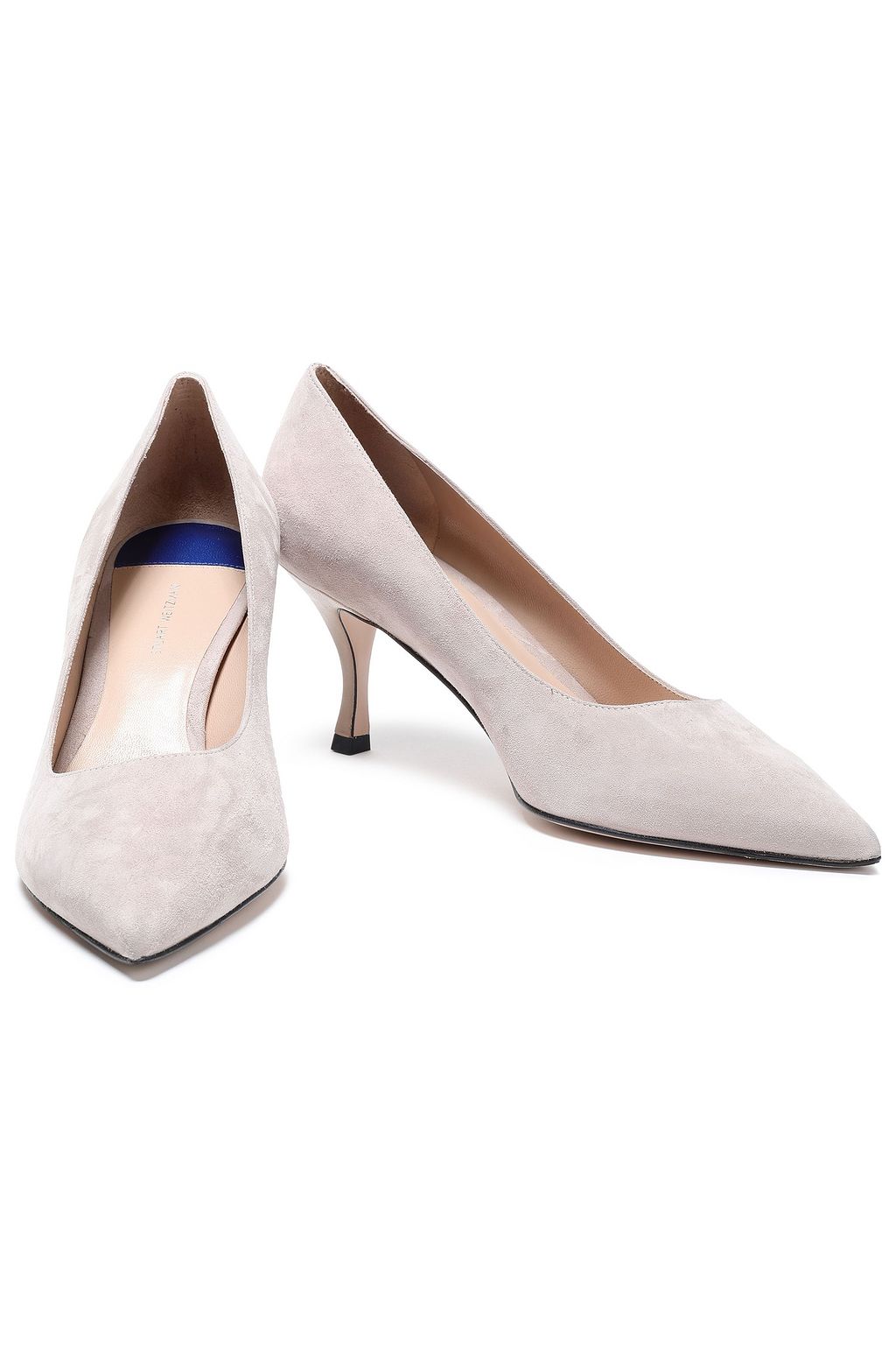 STUART WEITZMAN Leather-paneled suede pumps