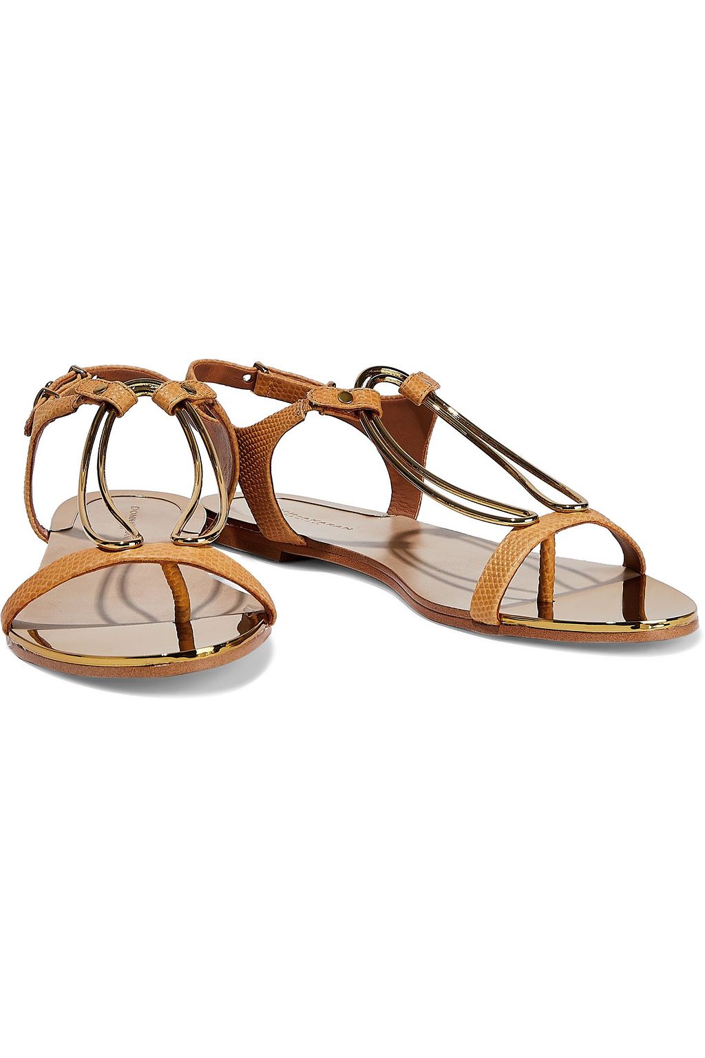 DONNA KARAN Kaden embellished lizard-effect leather slingback sandals