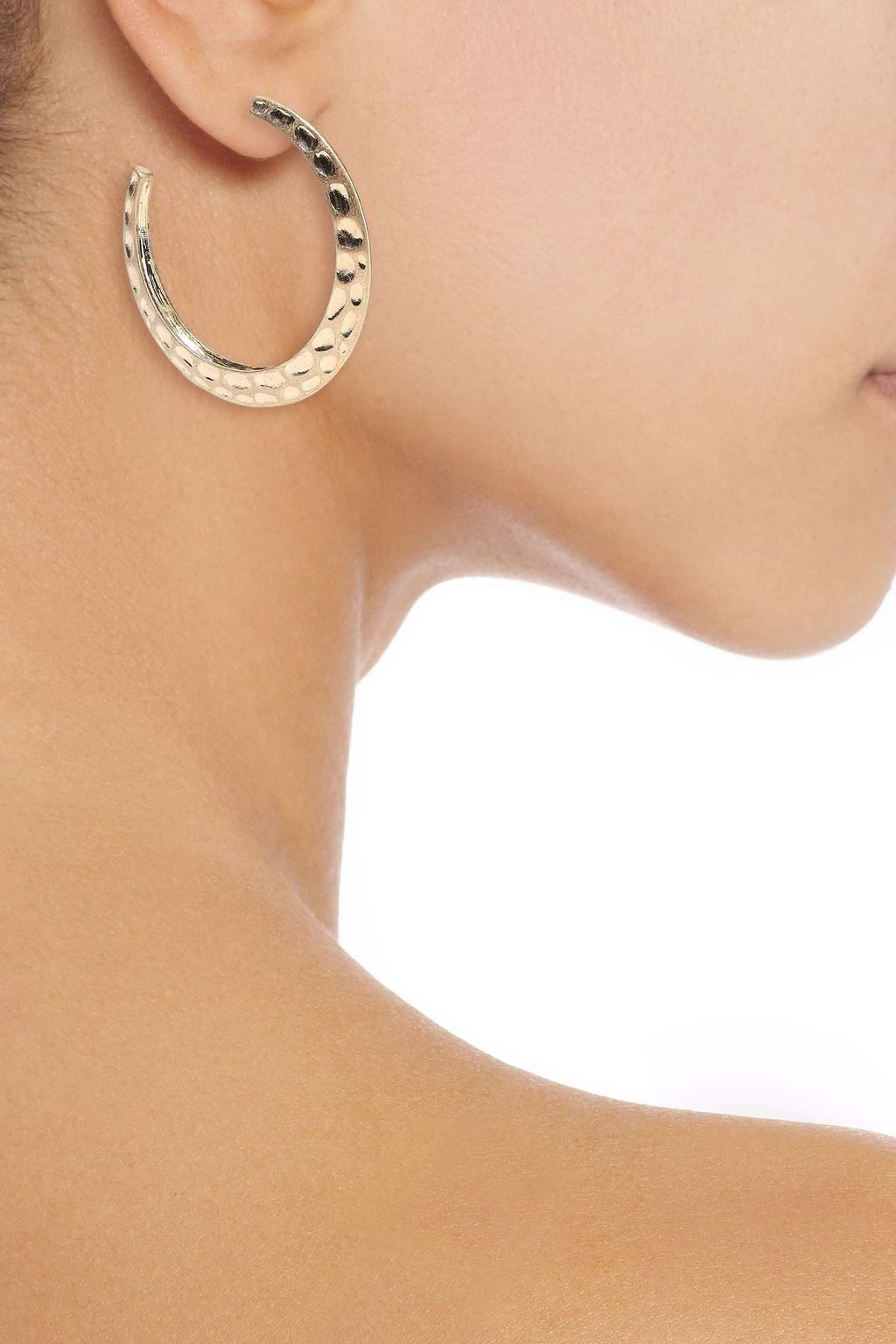 KENNETH JAY LANE Hammered gold-tone earrings