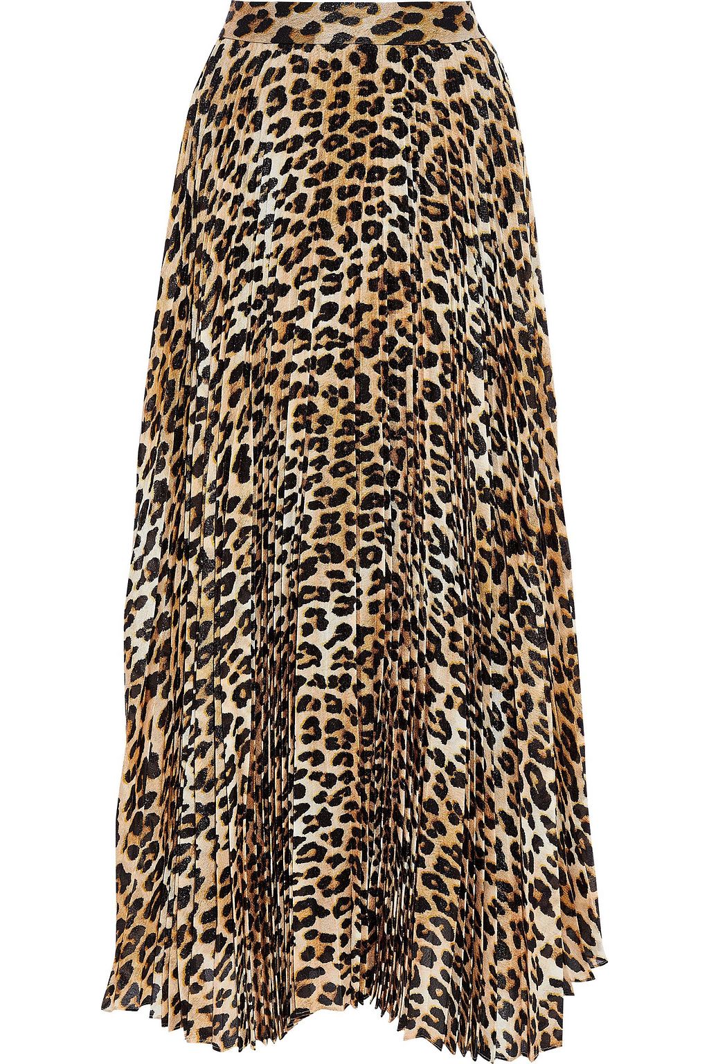 pleated leopard print maxi skirt