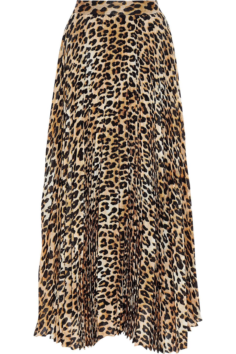 leopard print pleated maxi skirt