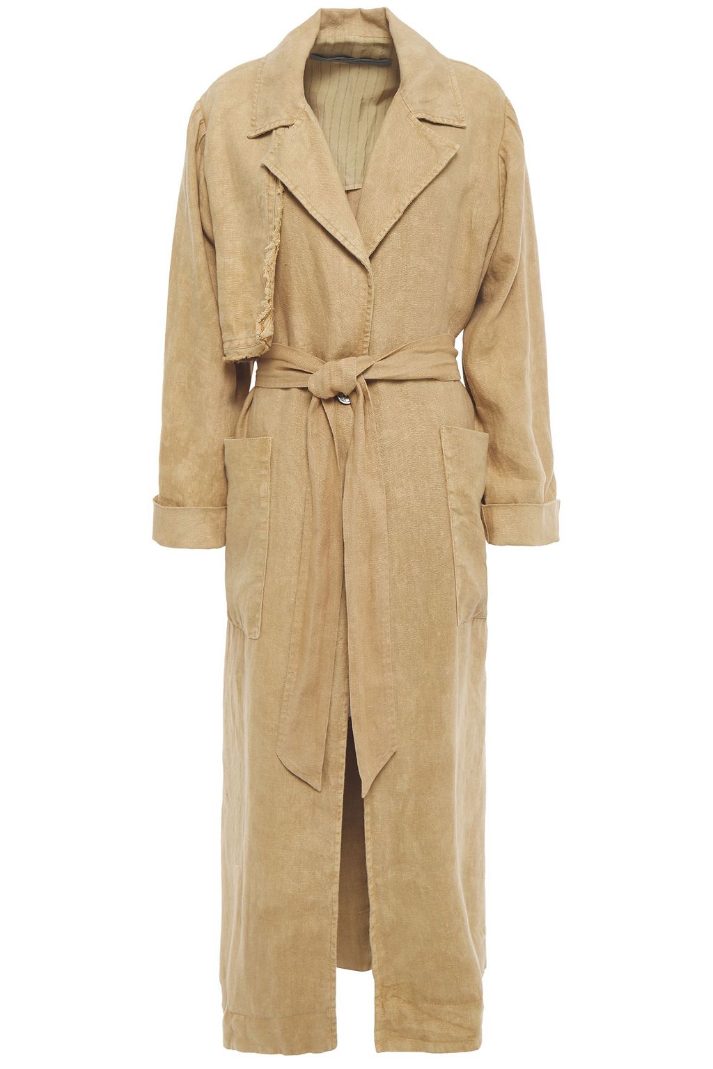 Sand Belted linen trench coat | Sale up 100% LINEN TRENCH COAT WITH BELT